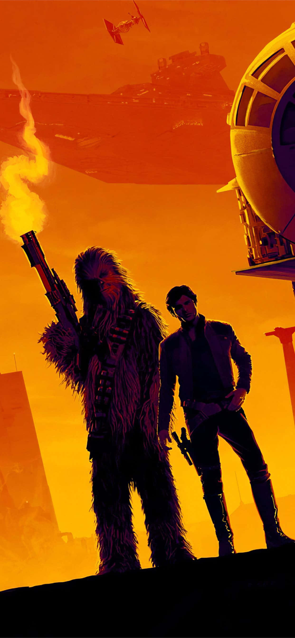 Han Solo and Chewbacca in Solo: A Star Wars Story Picha ya Ukuta