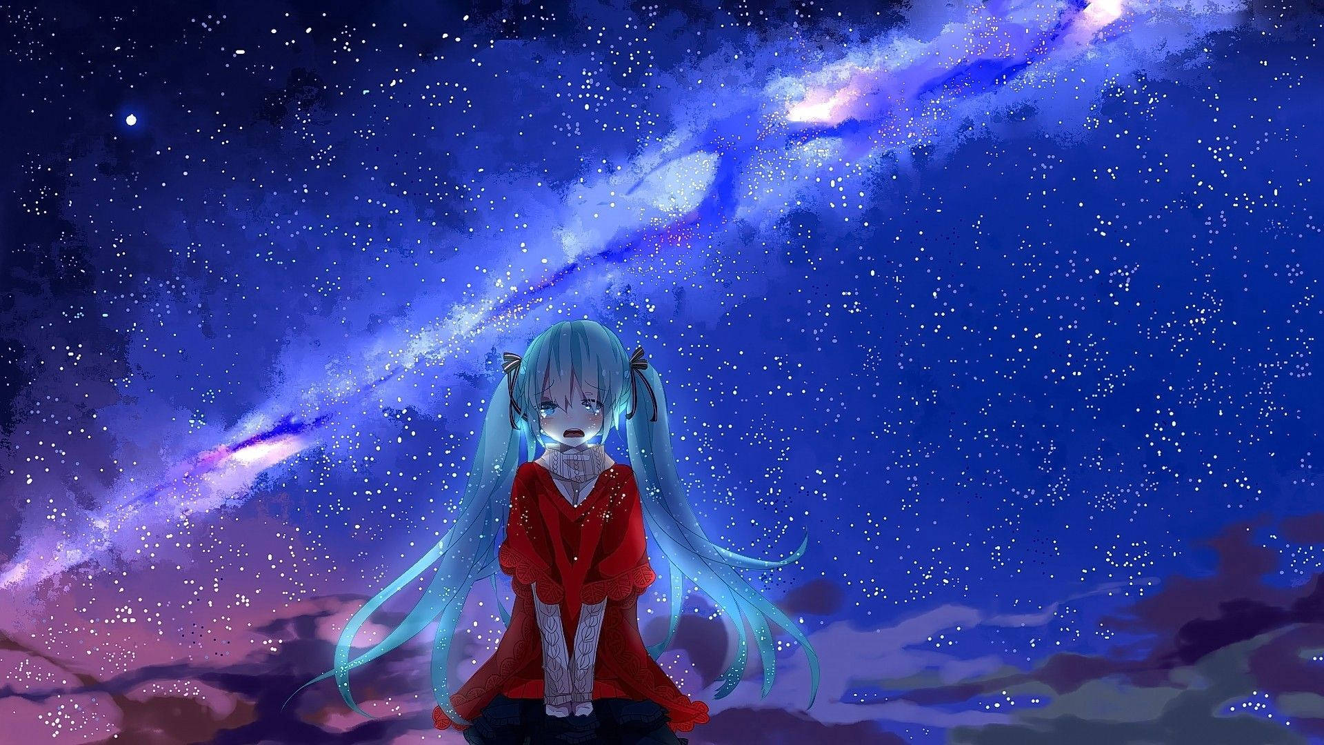 Hatsune Miku Aesthetic ya Anime ya Huzuni Picha ya Ukuta