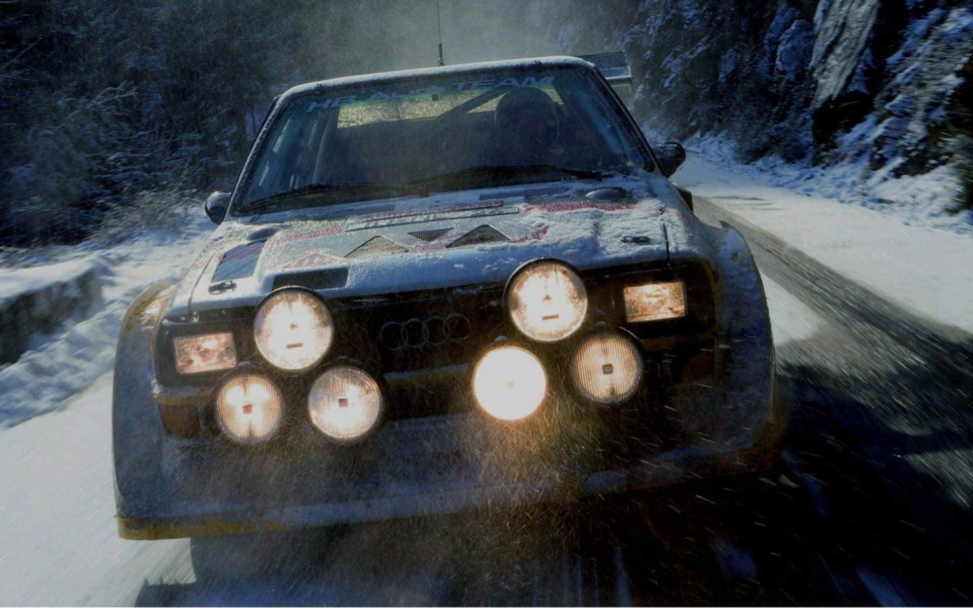 Hatua ya Ice Racing ya Kuvutia kwenye Ziwa la Barafu Picha ya Ukuta