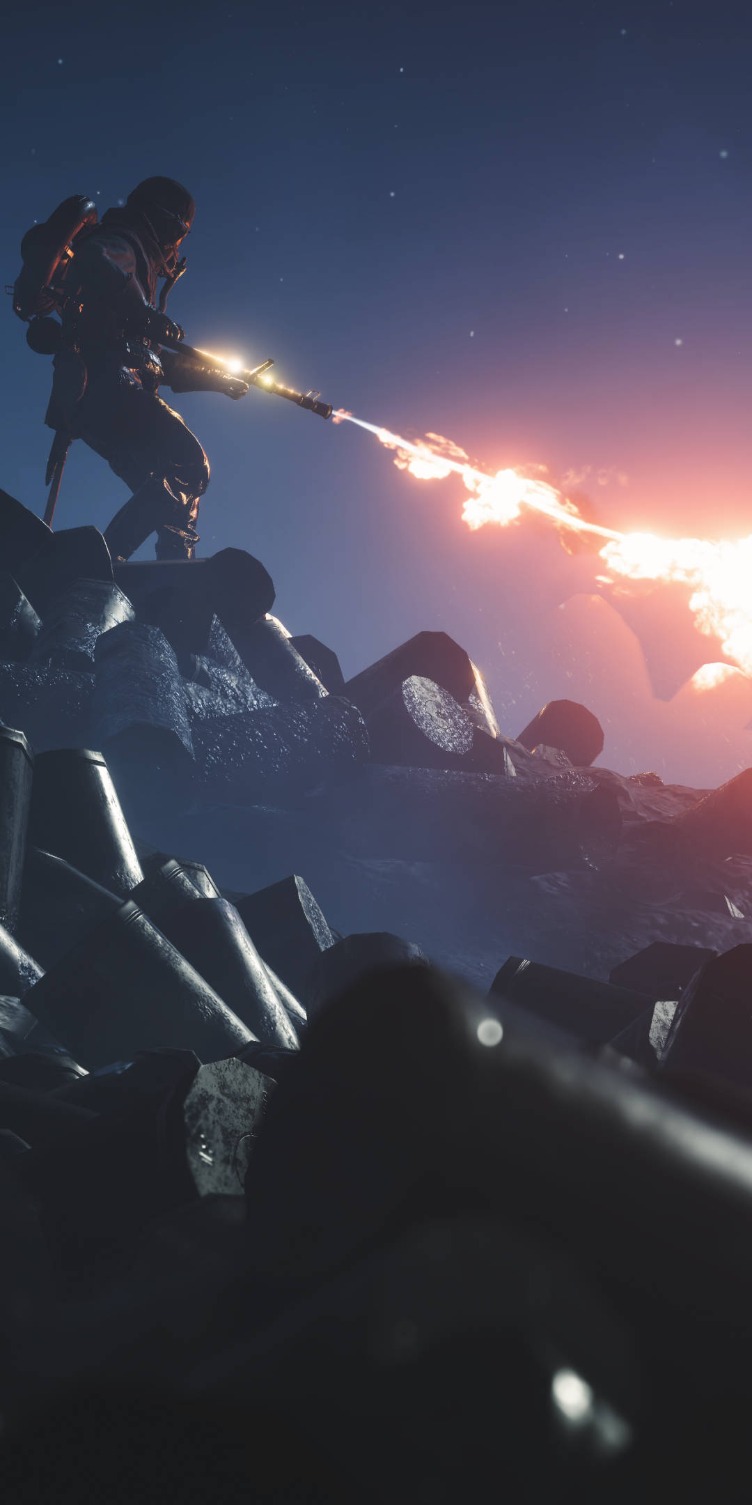 Hatua ya kusisimua na Flame Trooper wa Battlefield 1 kwenye simu yako. Picha ya Ukuta