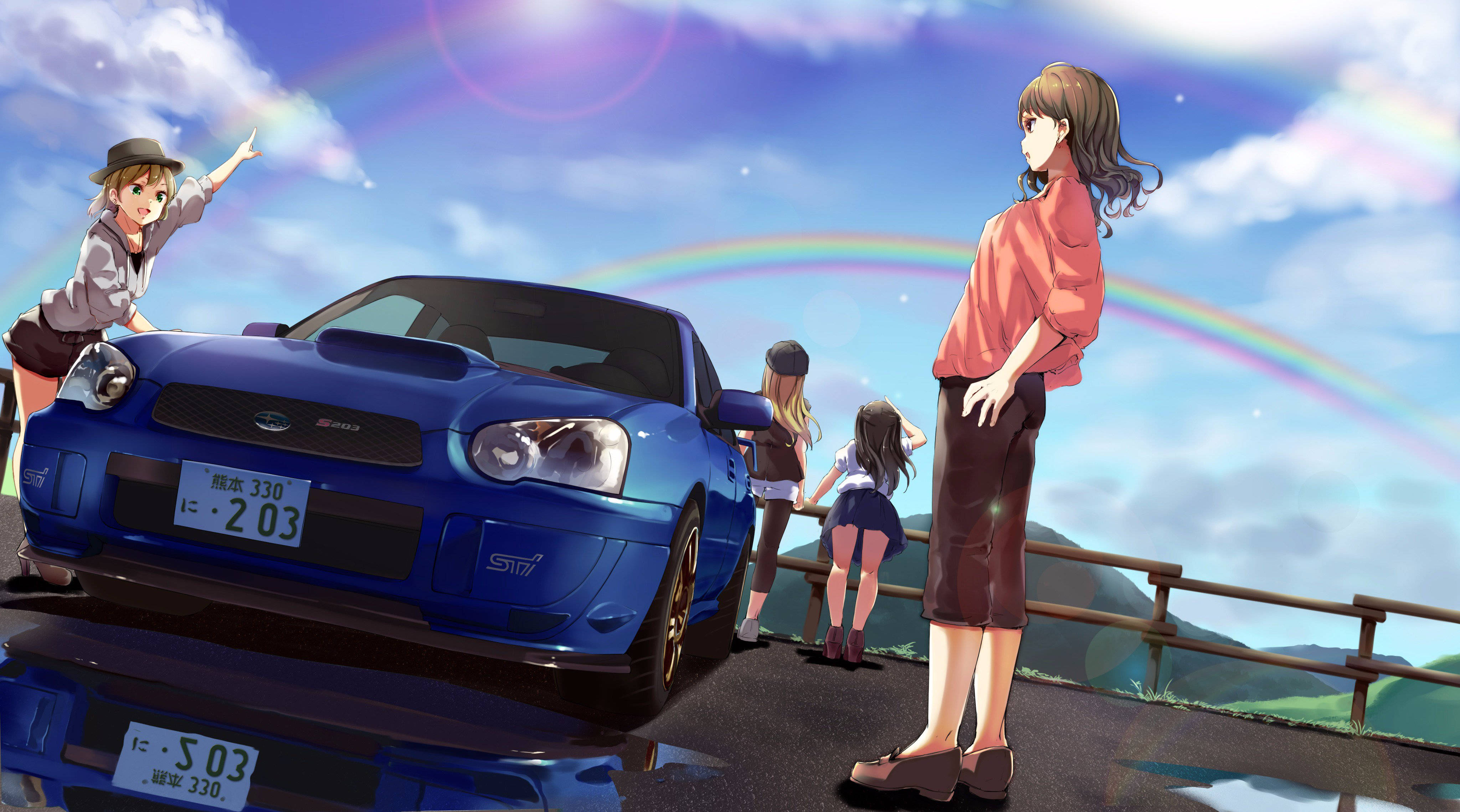 Hatua ya Kuteleza ya Subaru WRX kwa Mtindo wa Anime Picha ya Ukuta