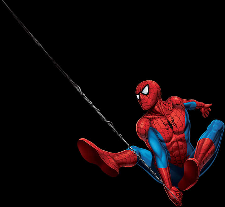 Hatua ya Spiderman Akiruka Kwenye Wavuti Picha ya Ukuta