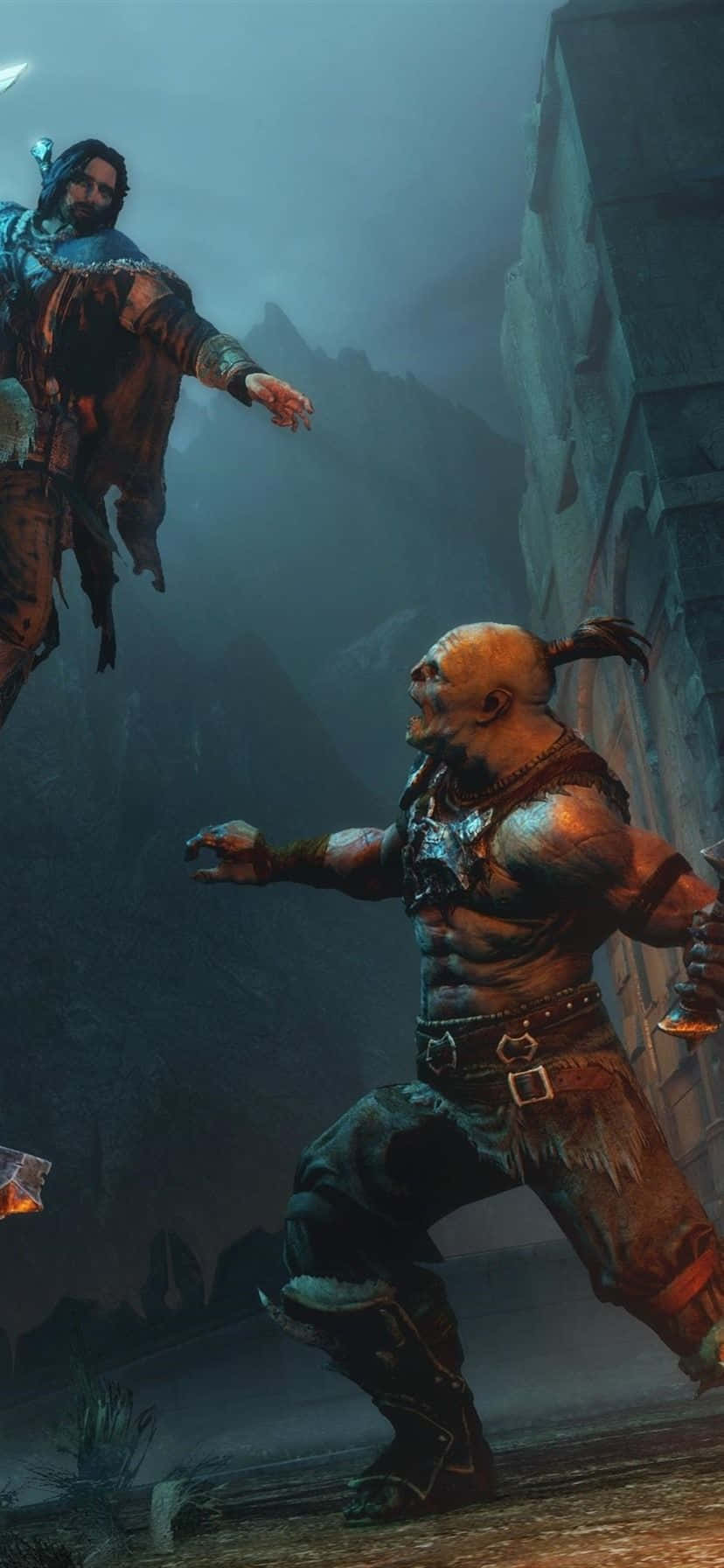 HD Shadow Of Mordor Jump Attack Background Picha ya Ukuta