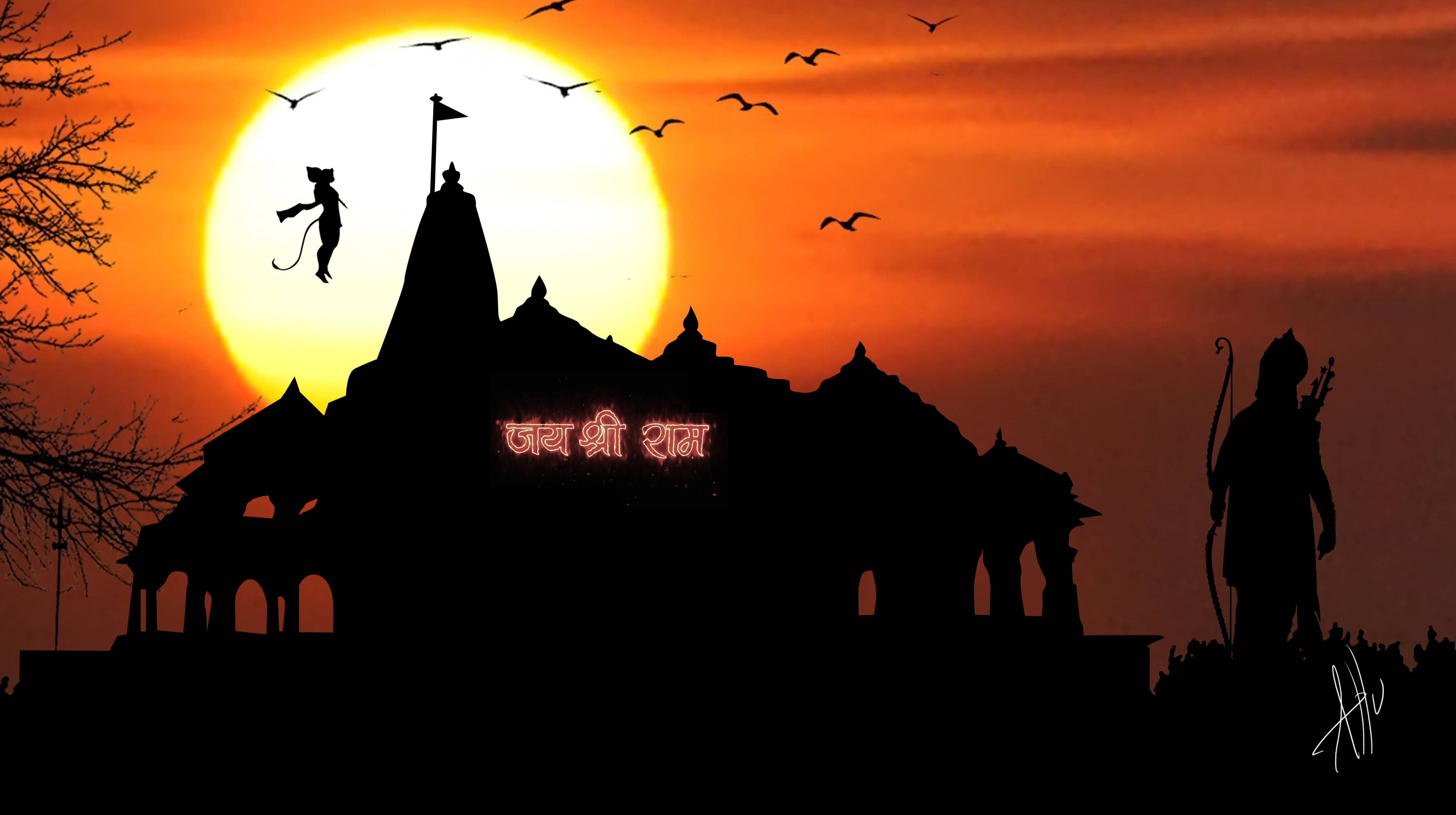 Hekalu la Jai Shree Ram HD Picha ya Ukuta