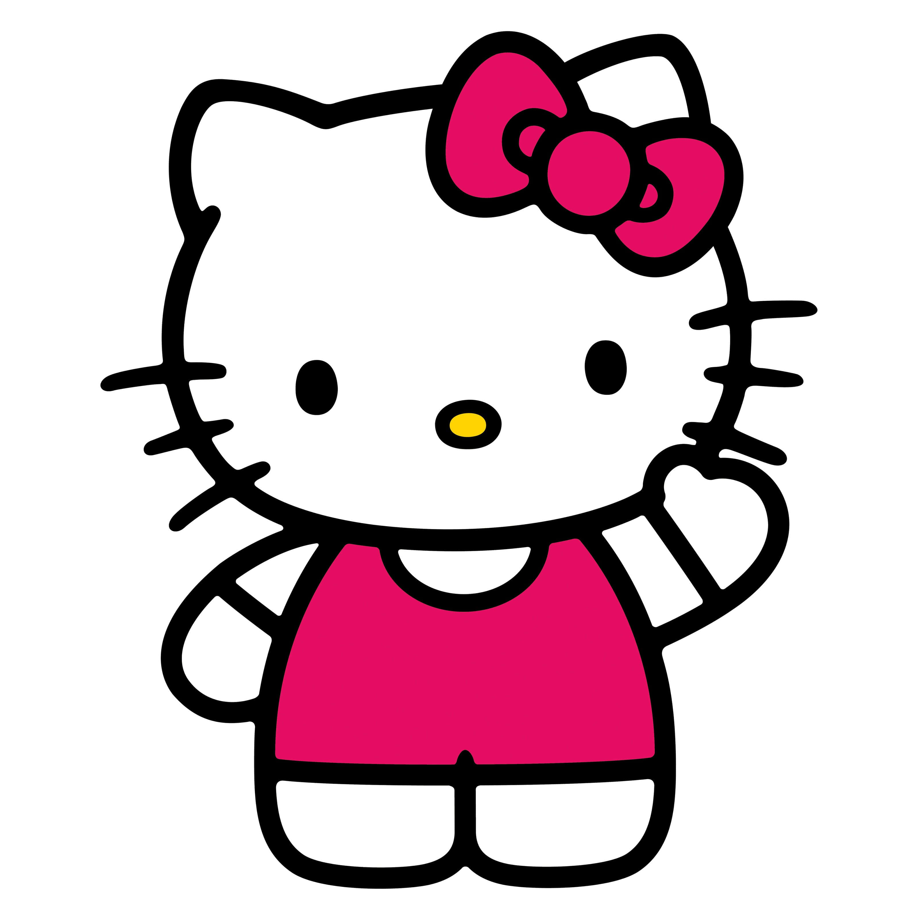 Hello Kitty Akitikisa Mkono Katika Mandharinyuma ya Waridi Picha ya Ukuta