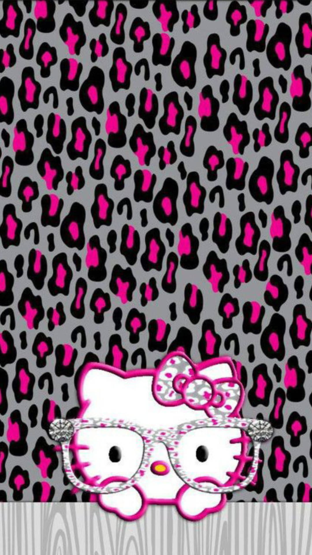 Hello Kitty Kwenye Mchoro Mrembo wa Chui Picha ya Ukuta