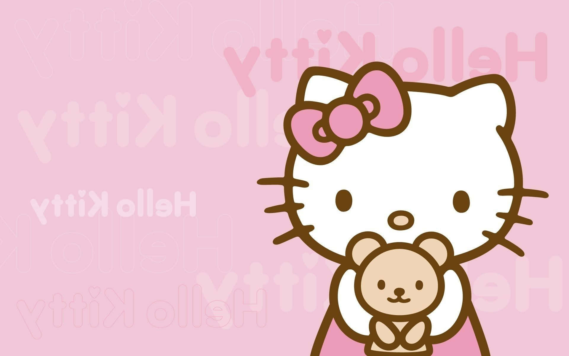 Hello Kitty Dhidi ya Mandhari ya Jina Lililogeuzwa Picha ya Ukuta