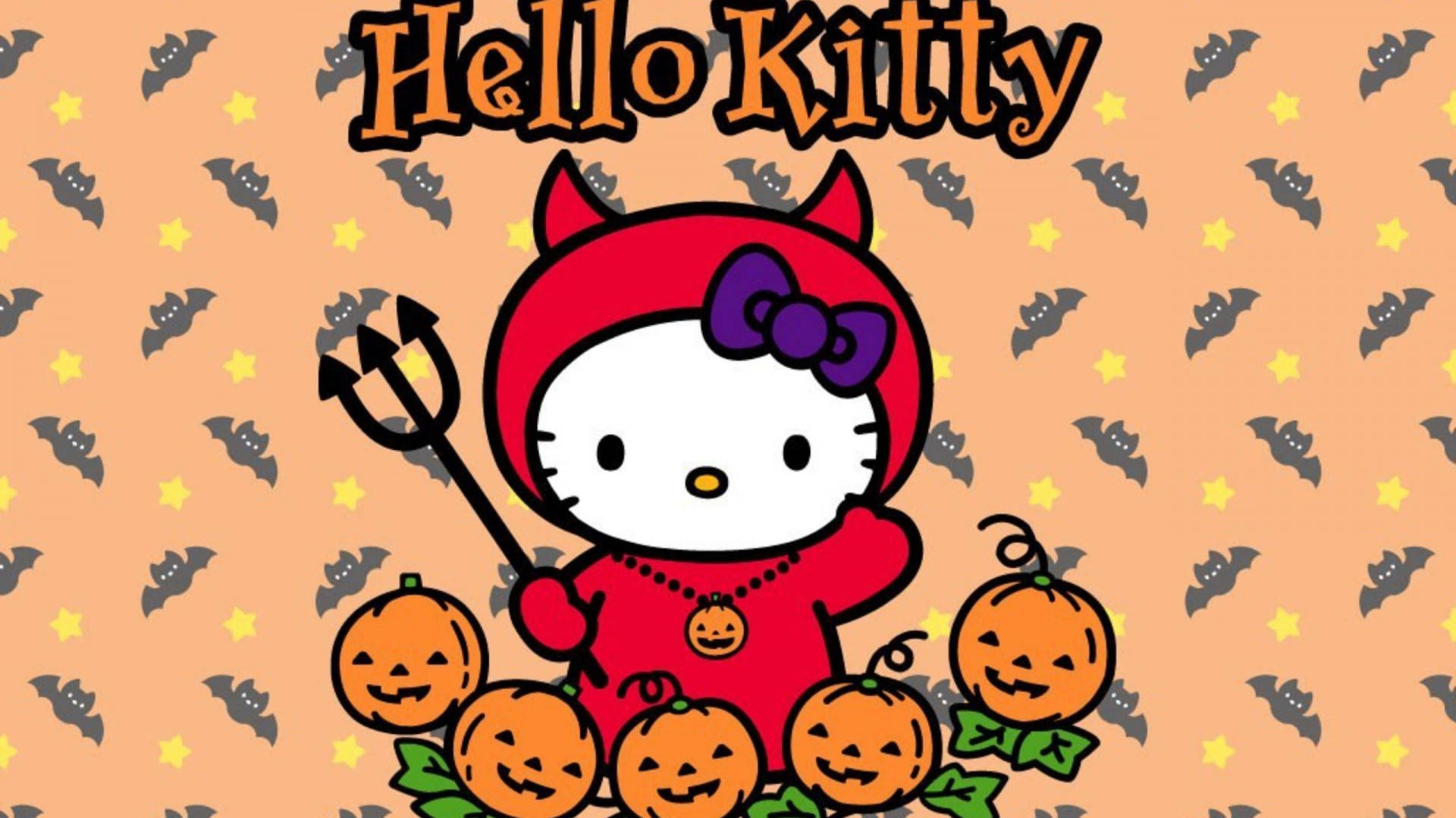Hello Kitty Halloween Shetani Mwekundu Picha ya Ukuta