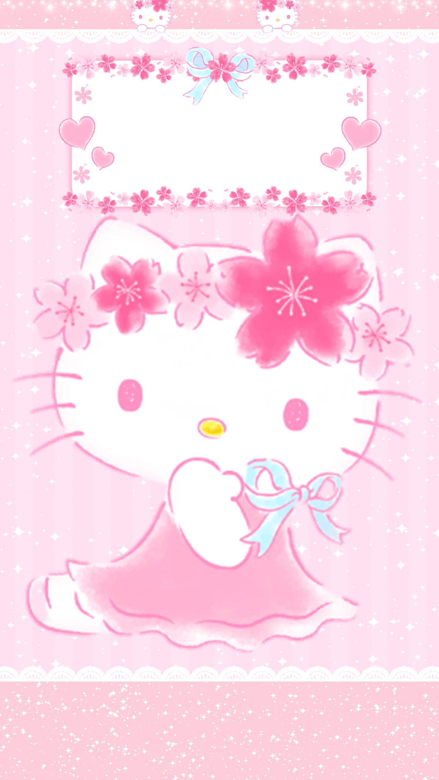 Hello Kitty Mandharinyuma ya Rangi ya Waridi ya Kawaii Picha ya Ukuta