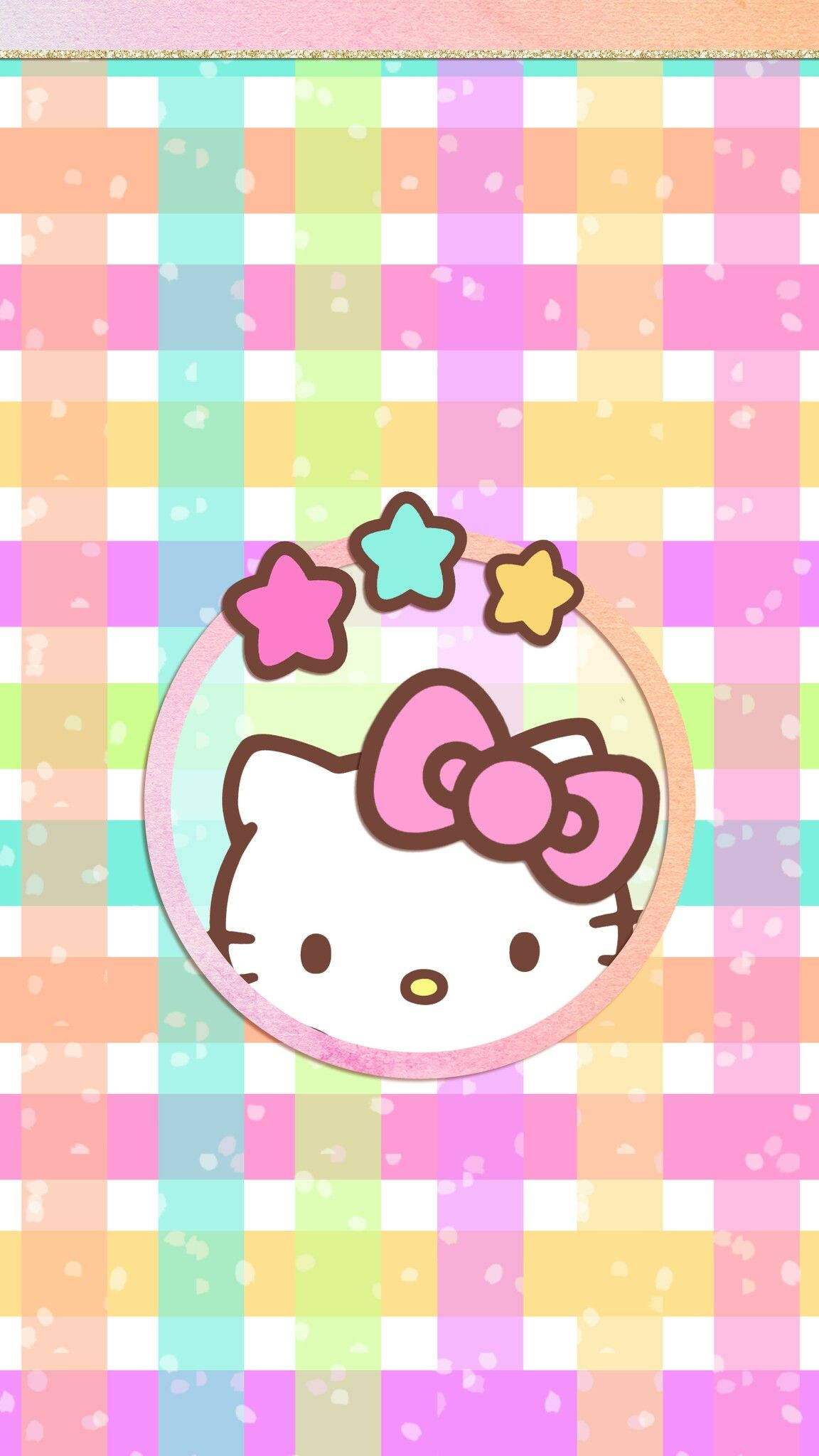 Hello Kitty Mrembo wa Pasteli Zilizofumwa Picha ya Ukuta