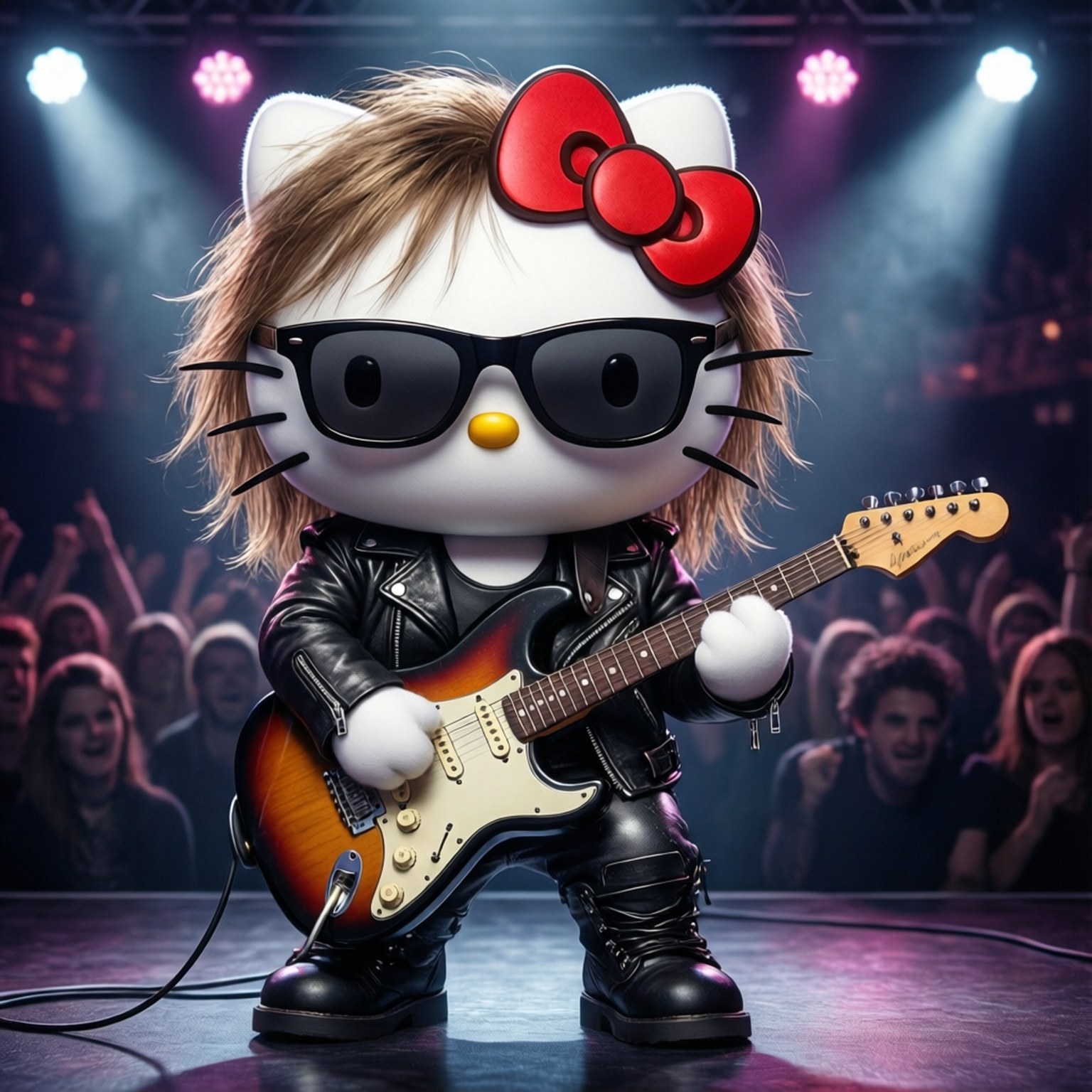 Hello Kitty Mwanamuziki Mwenye Mwamba Picha ya Ukuta