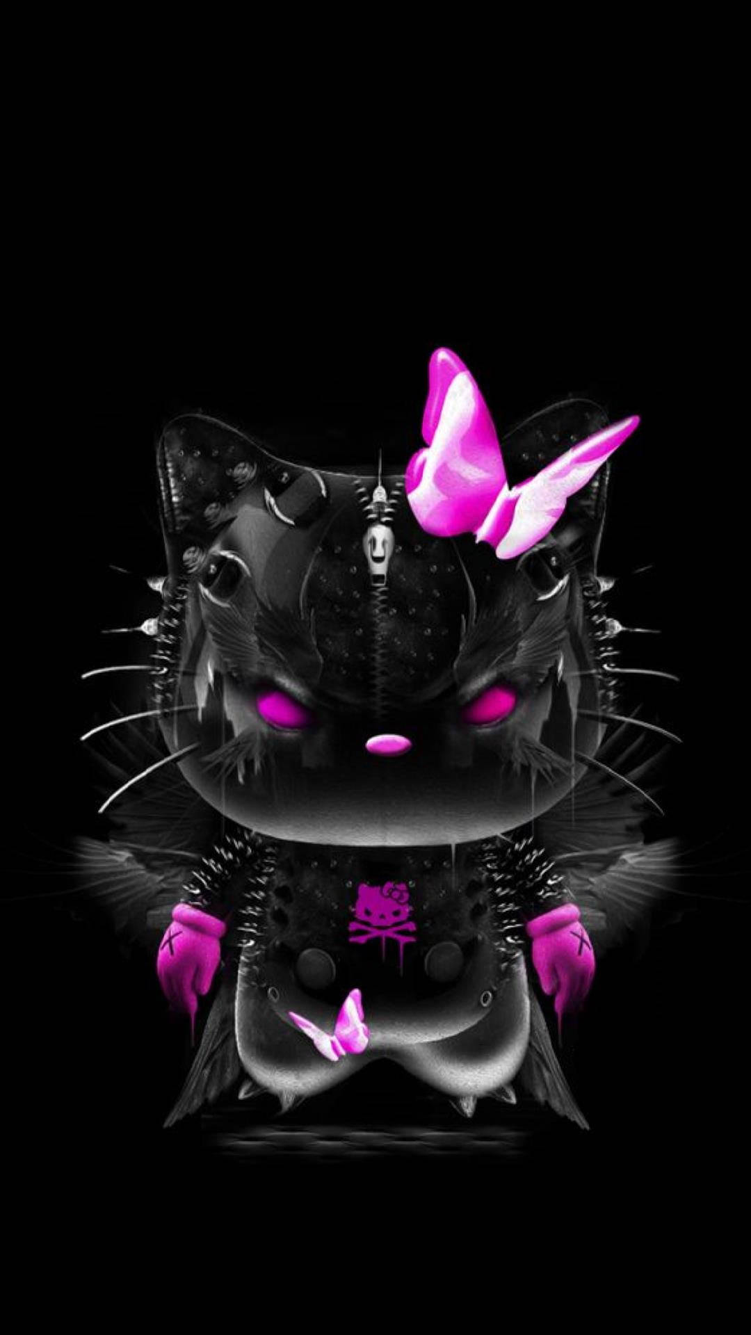 Hello Kitty Nyeusi Katika Vazi La Giza Picha ya Ukuta