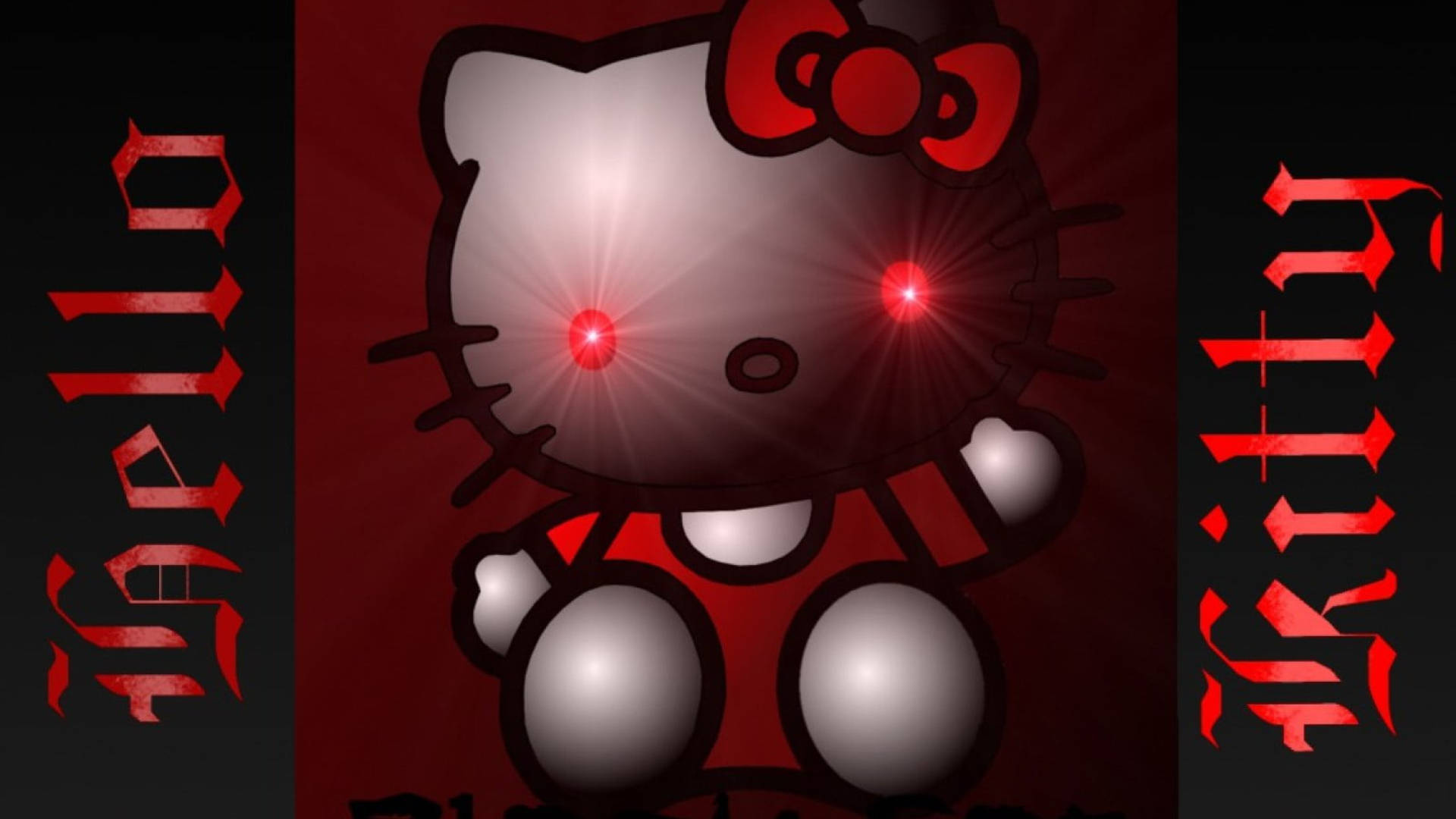 Hello Kitty Nyeusi yenye Macho Mekundu Picha ya Ukuta