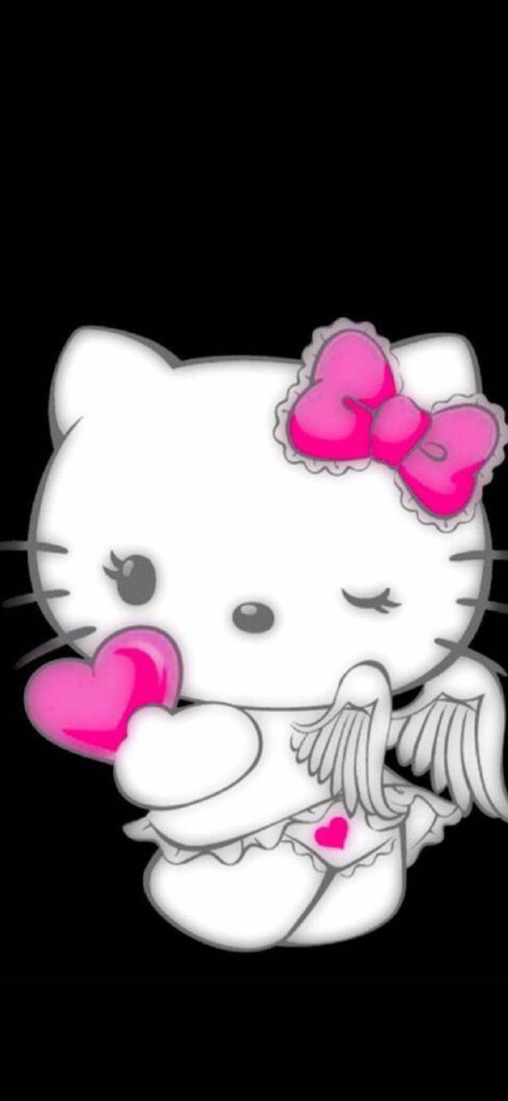 Hello Kitty Nyeusi Katika Vazi la Malaika Picha ya Ukuta
