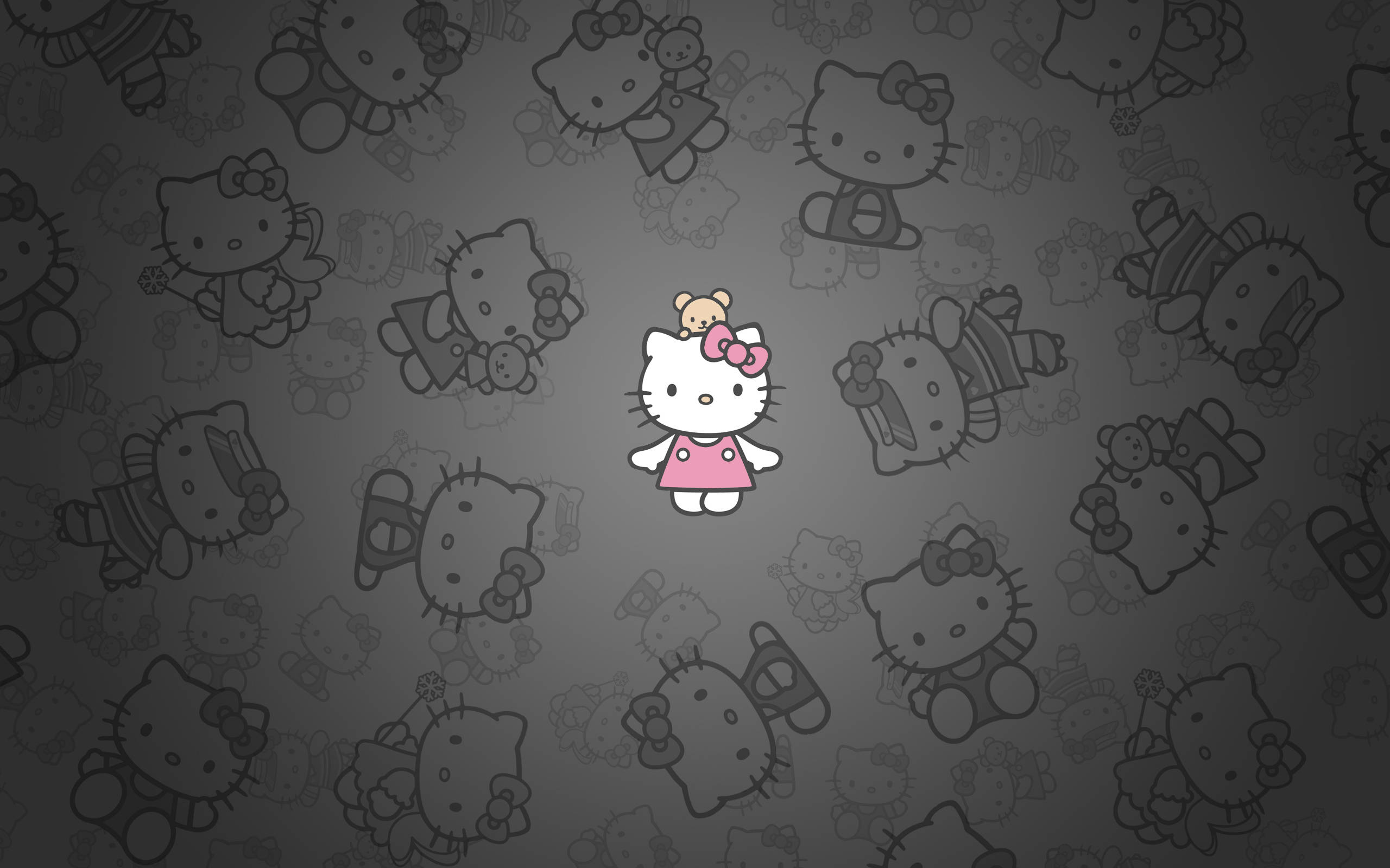 Hello Kitty Nyeusi na Tiny Chum Mdogo Picha ya Ukuta