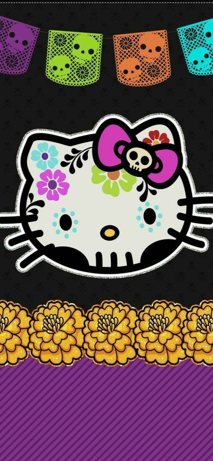 Hello Kitty Nyeusi ya Siku ya Wafu Picha ya Ukuta