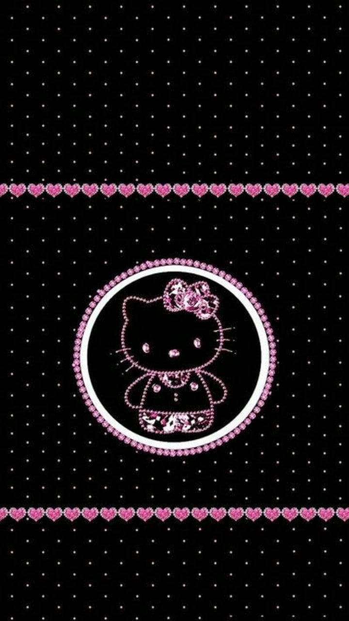 Hello Kitty Nyeusi yenye Madoadoa Maridadi Picha ya Ukuta