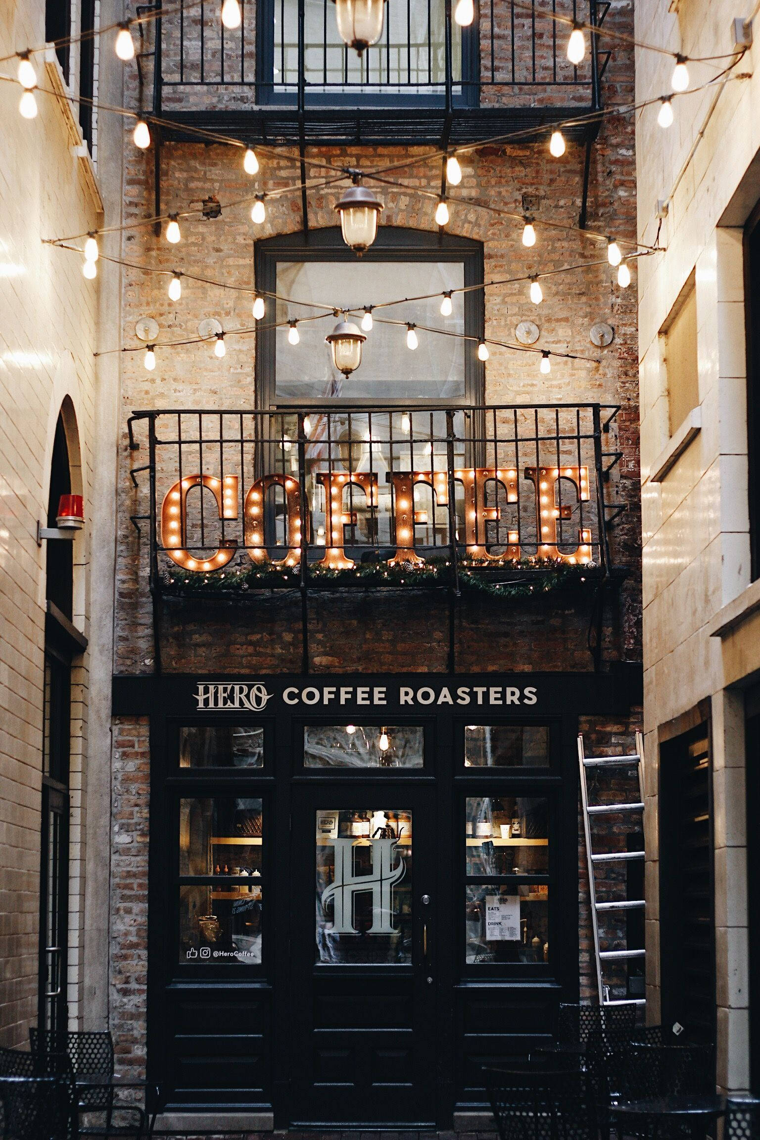 Hero Coffee Bar Cafe Chicago Picha ya Ukuta