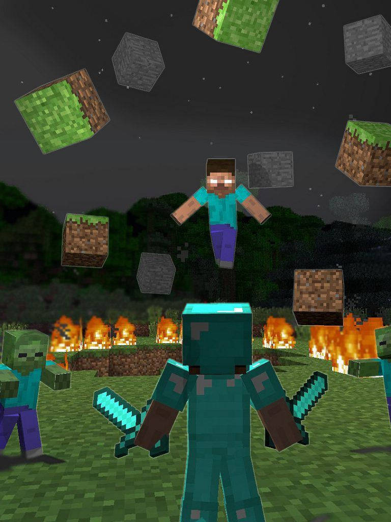 Herobrine dhidi ya Steve Picha ya Ukuta