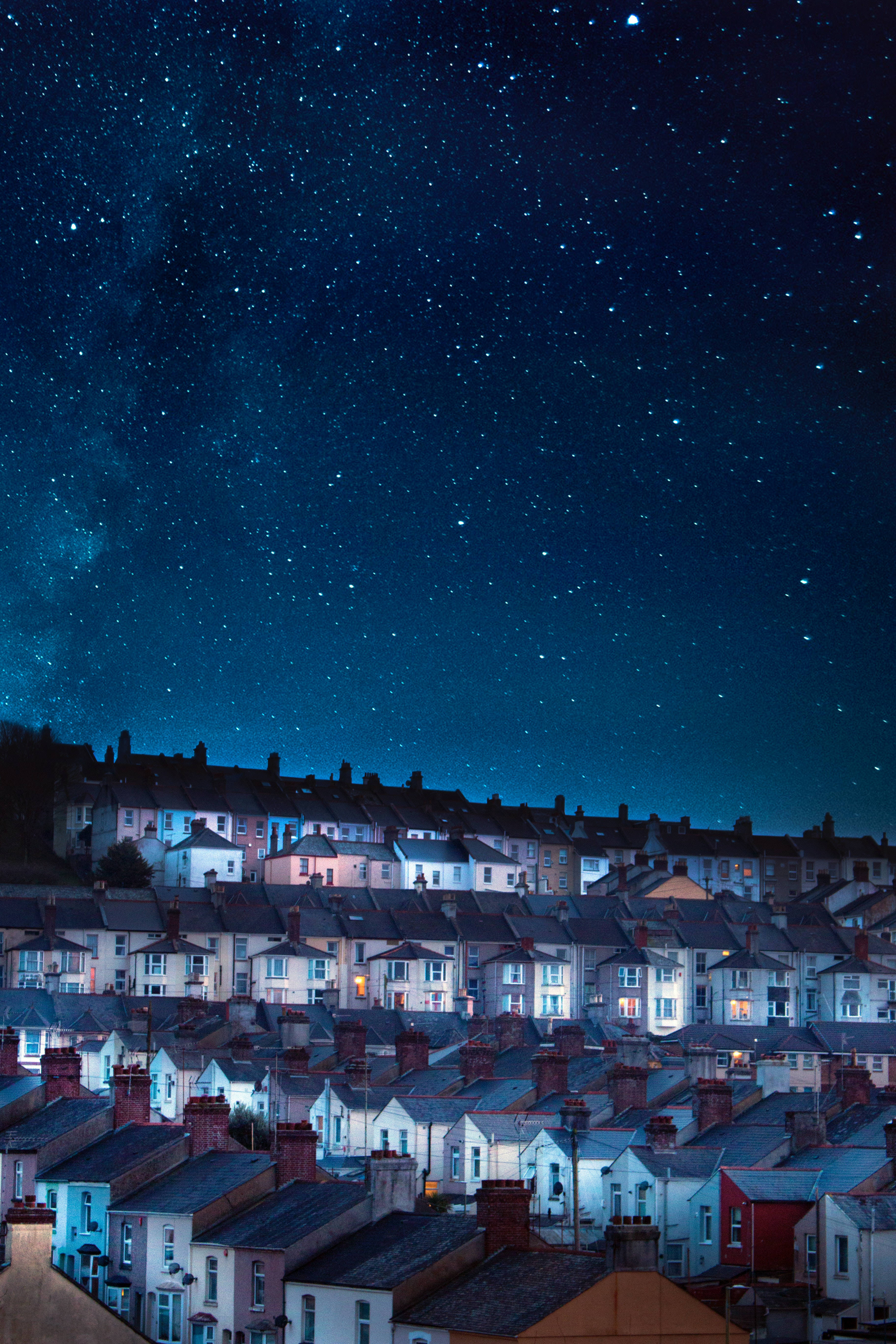 High Resolution Star And Townhouses Picha ya Ukuta