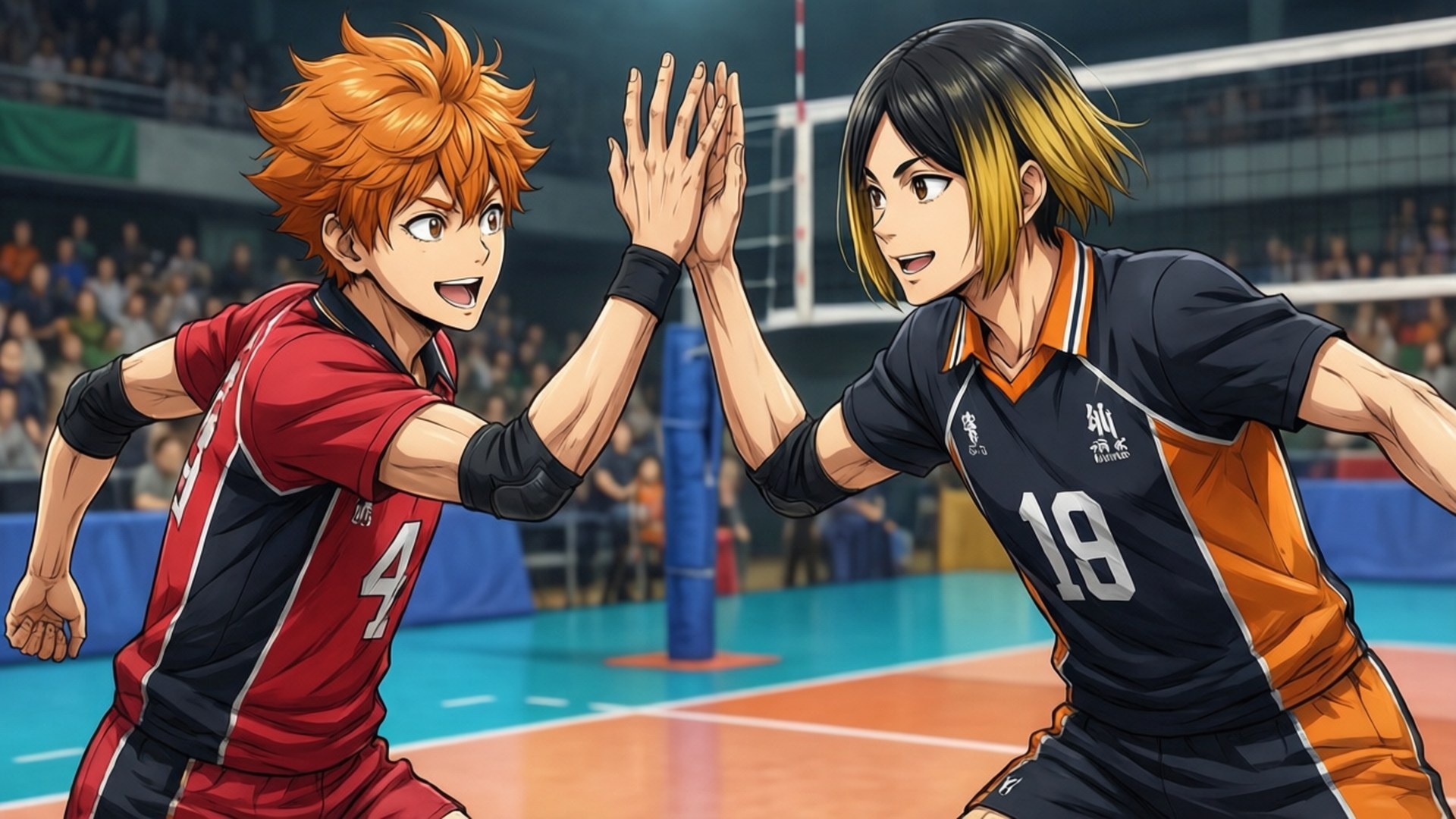 Hinata na Kageyama Wakipiga Makofi Picha ya Ukuta