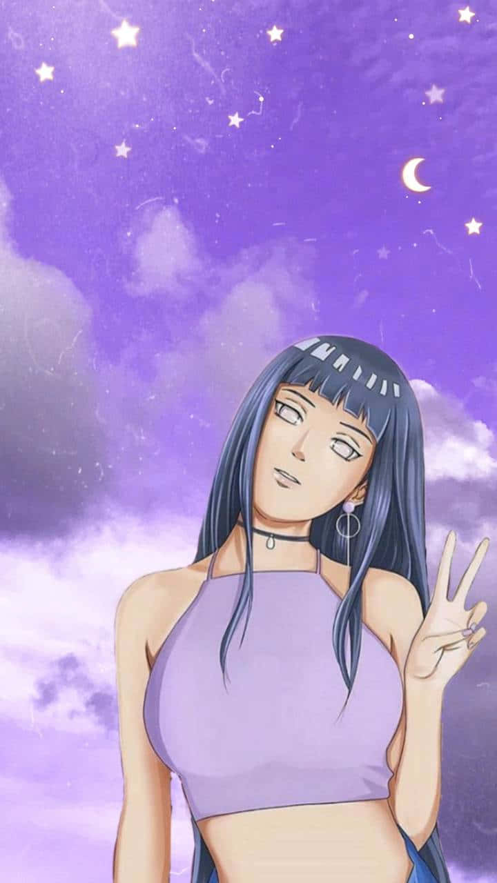 Hinata Uzumaki Ishara ya Amani Picha ya Ukuta