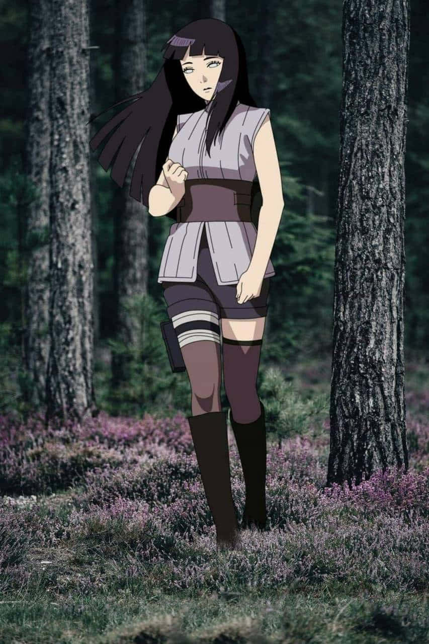 Hinata Uzumaki Pekee Msituni Picha ya Ukuta