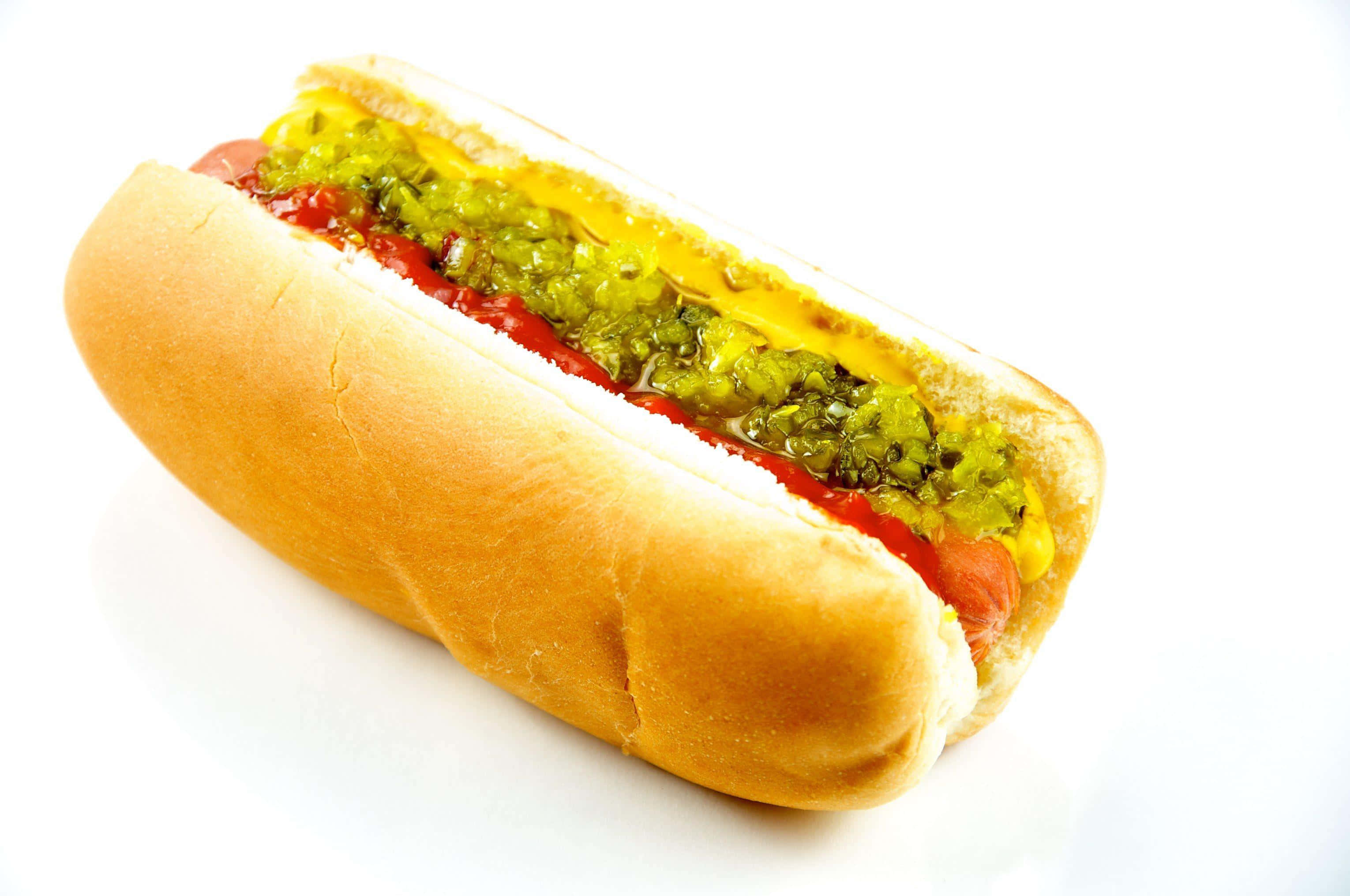 hodi dogi na mustard na relish Picha ya Ukuta