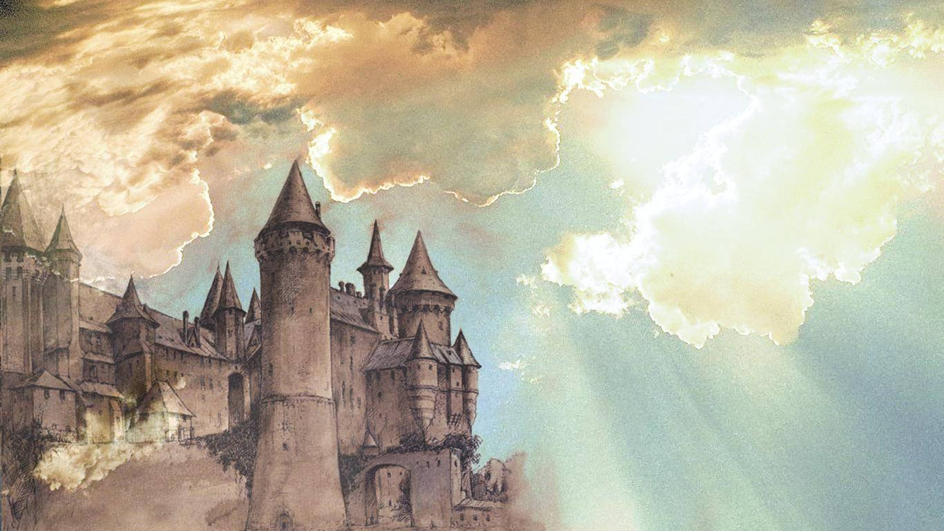 Hogwarts yenye Miale ya Jua Aesthetic ya HP Picha ya Ukuta