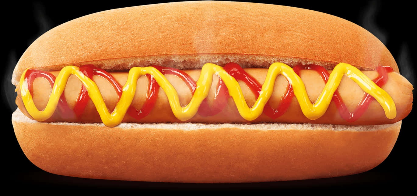 Hot Dog ya Klasik na Mustard na Ketchup Picha ya Ukuta