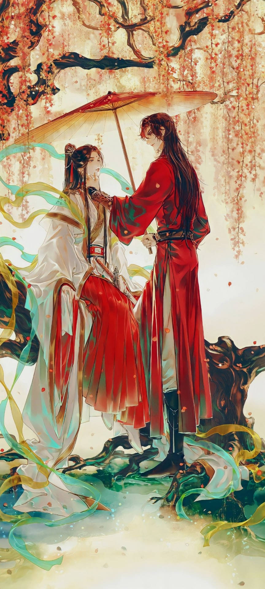 Hua Cheng Under A Cherry Blossom Picha ya Ukuta