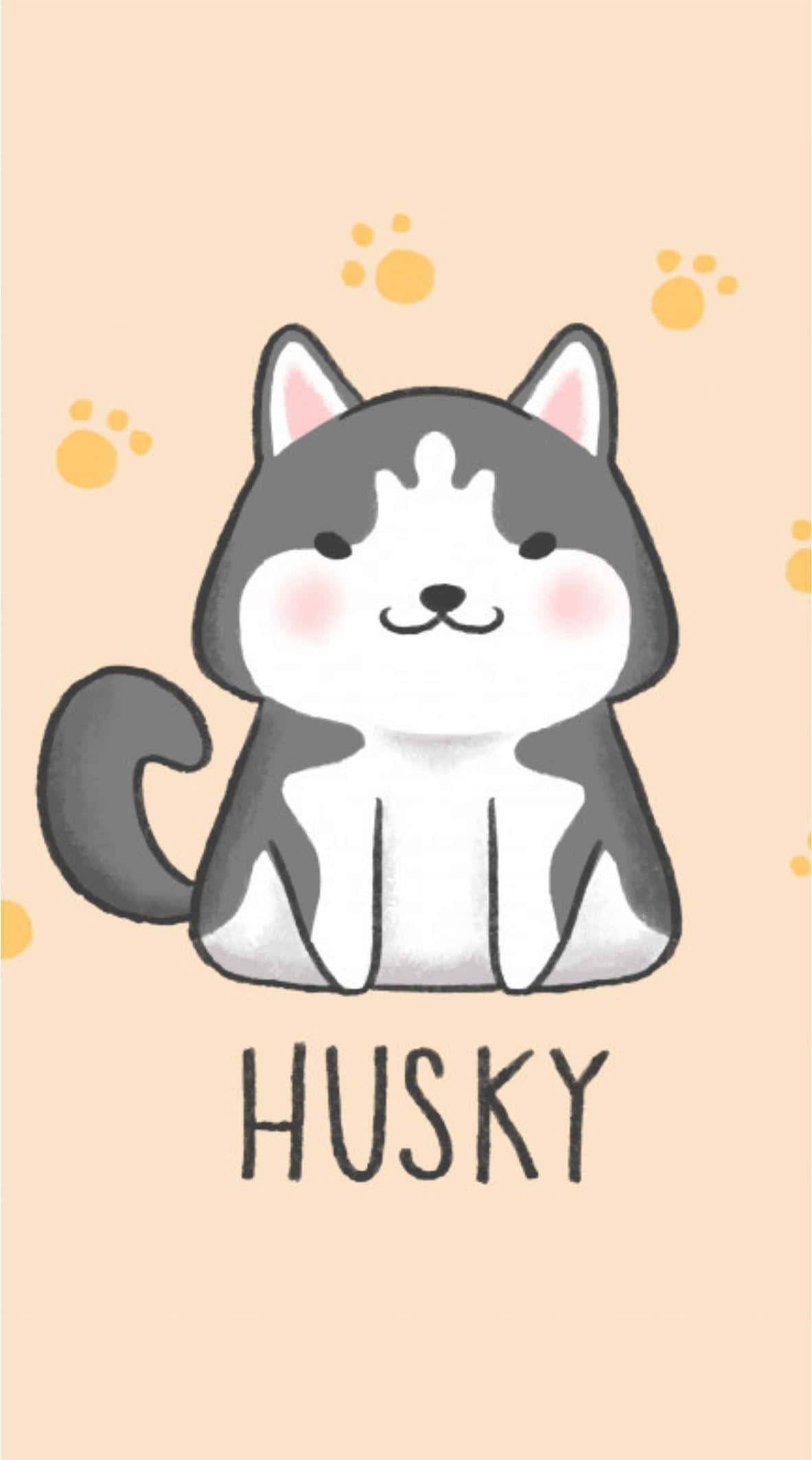 Husky Akiwa Amekaa Katuni Wanyama Wazuri Picha ya Ukuta