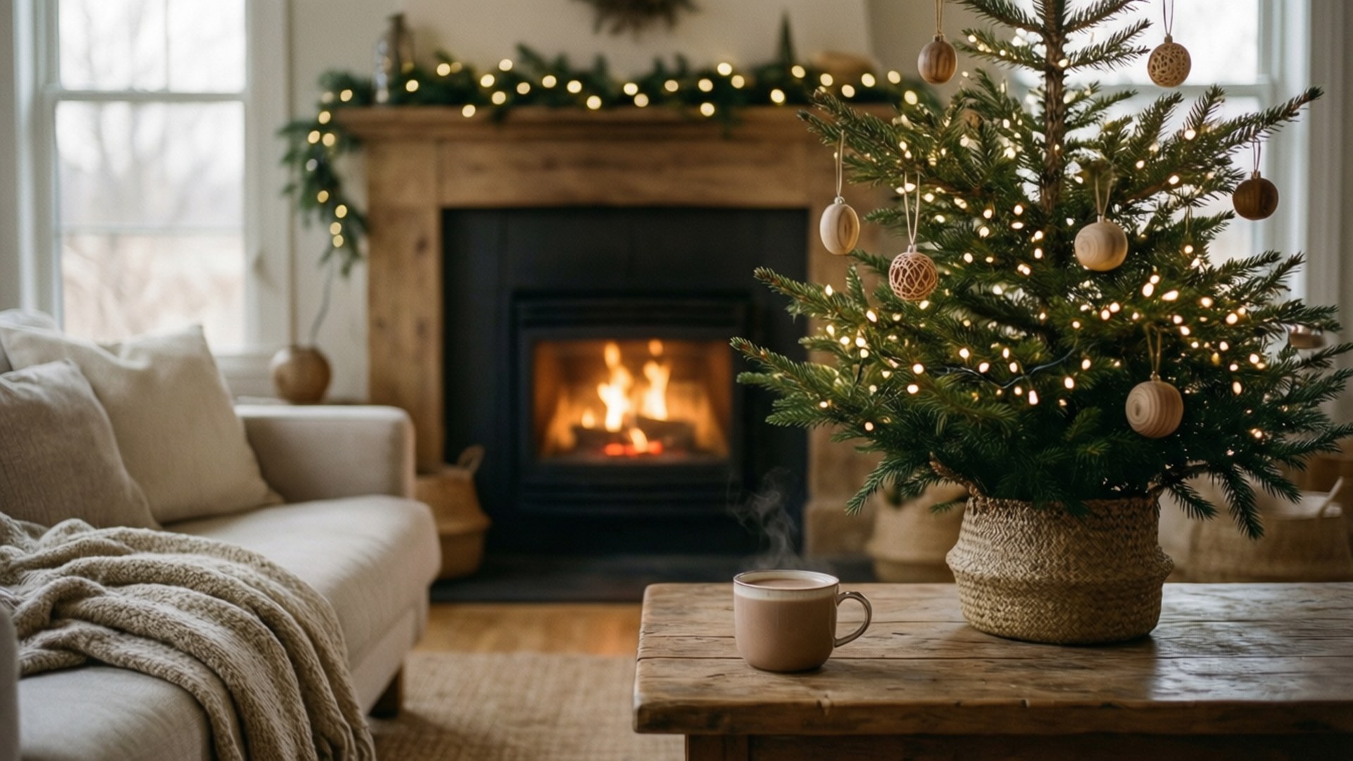 Hygge Krismasi Saa ya Kuvuta Picha ya Ukuta