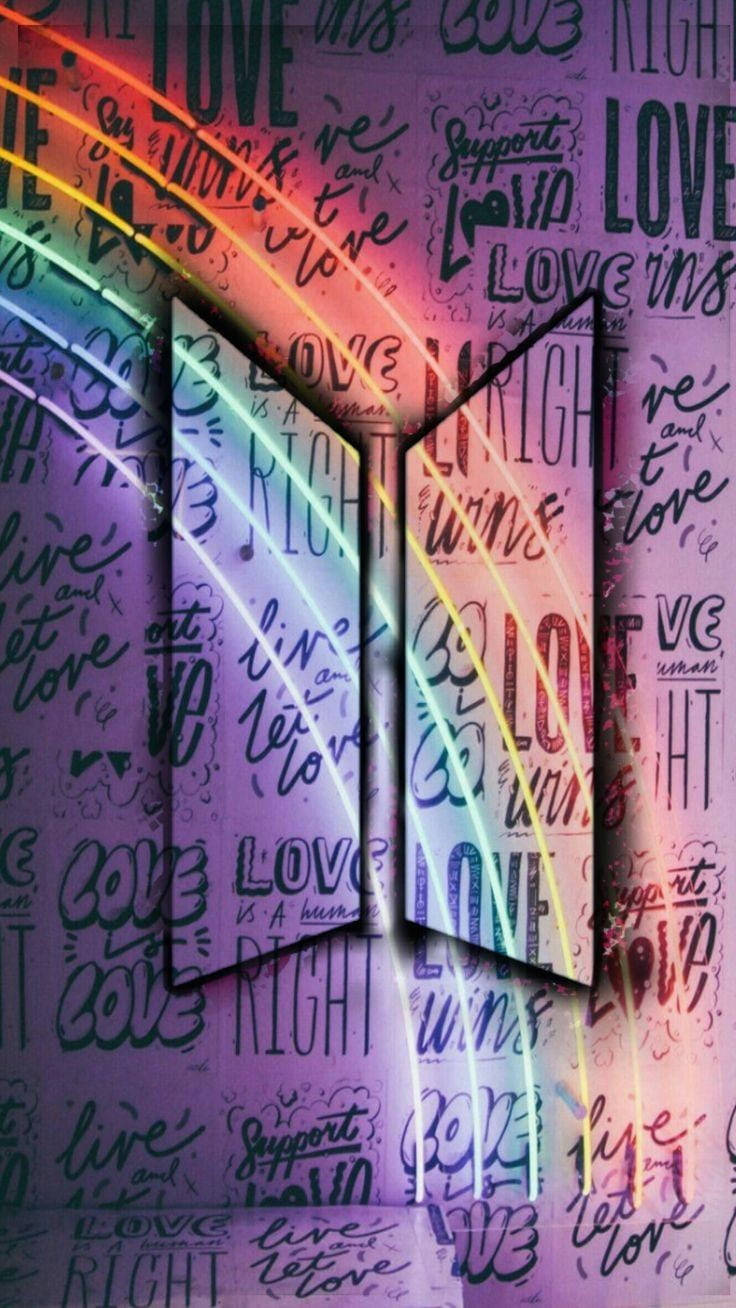 I Purple You BTS Neon Upinde wa mvua Picha ya Ukuta