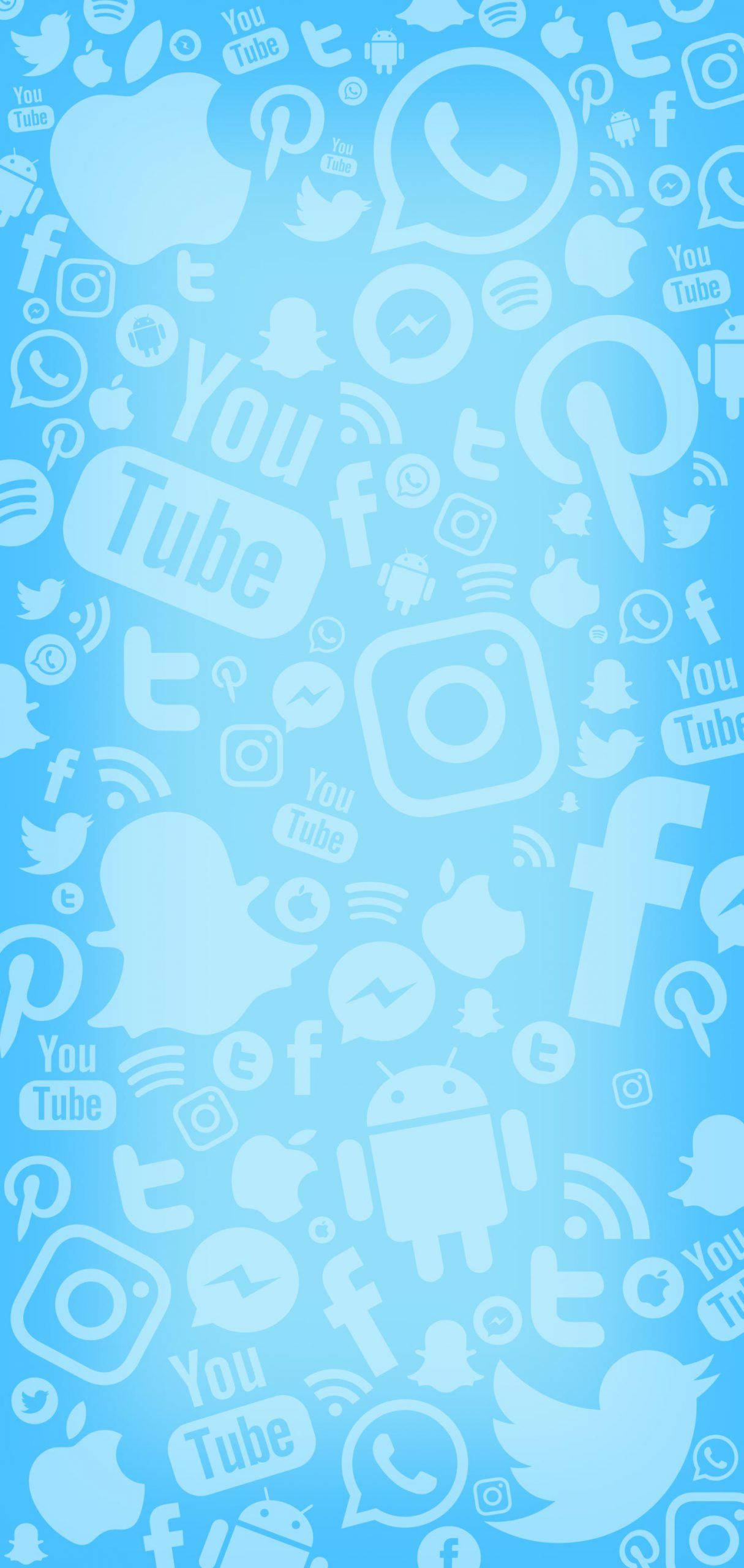 Icons Nyeupe za Mitandao ya Kijamii Picha ya Ukuta