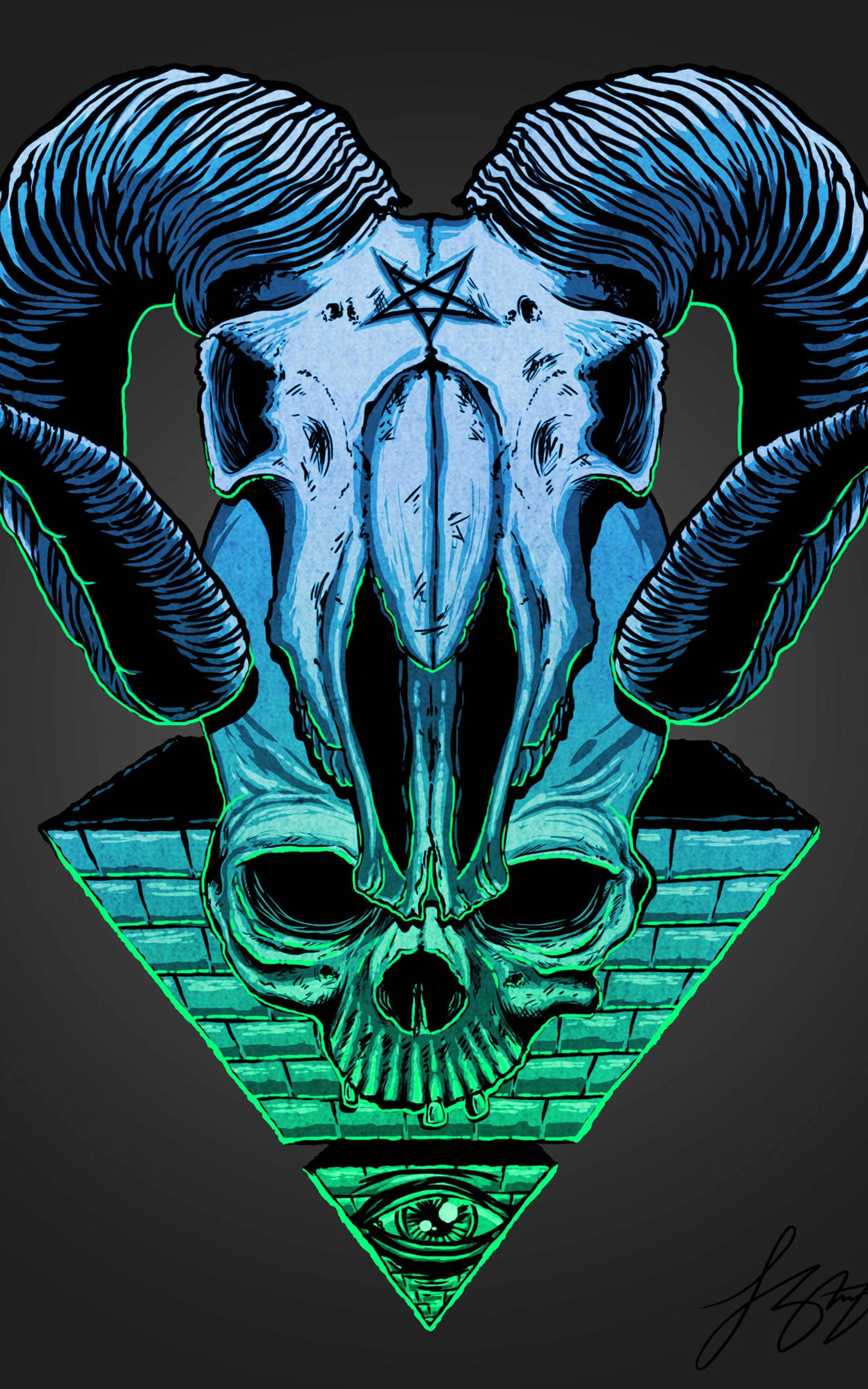 Illuminati Skull Symbol Picha ya Ukuta