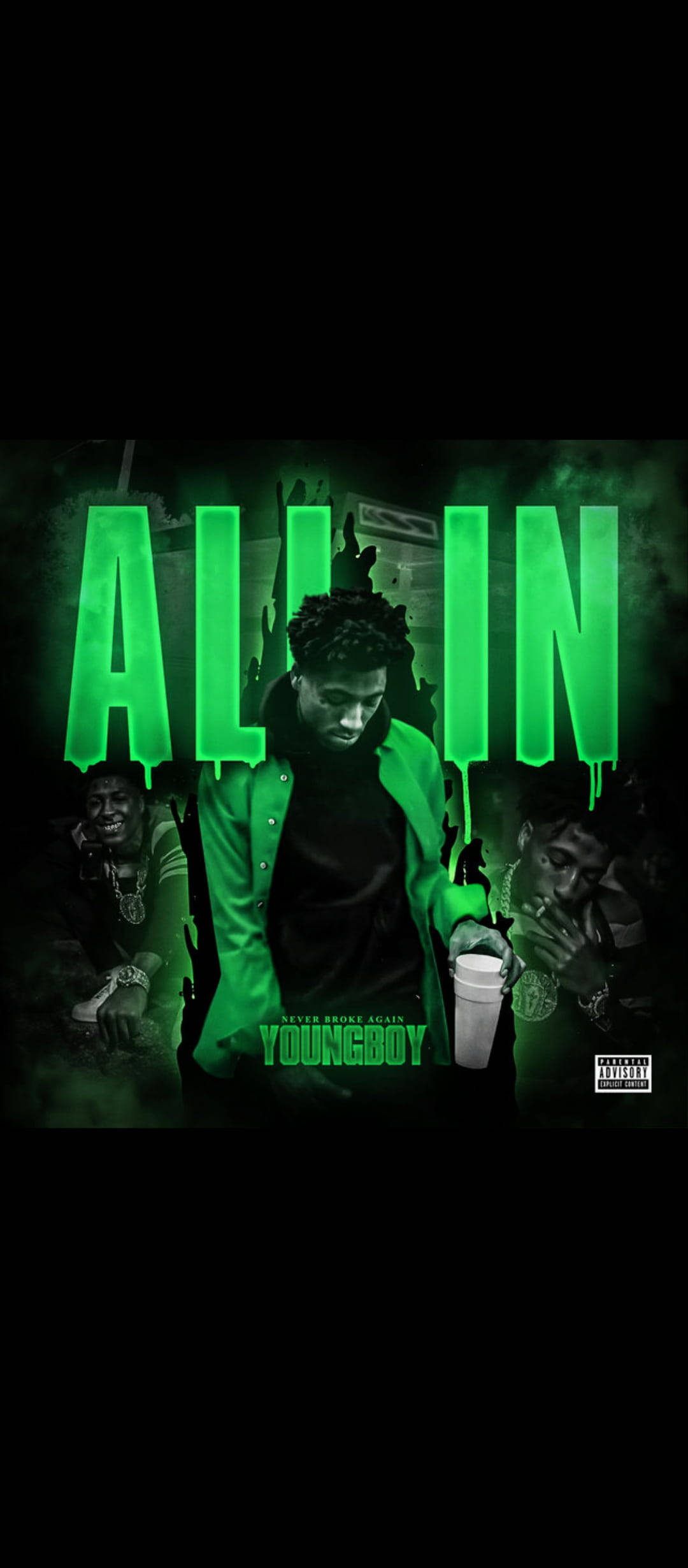 Illuminating Green For NBA Youngboy Logo Picha ya Ukuta