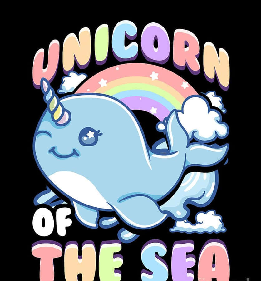 Image Beautiful Narwhal Lulling in Blue Ocean Waters Picha ya Ukuta