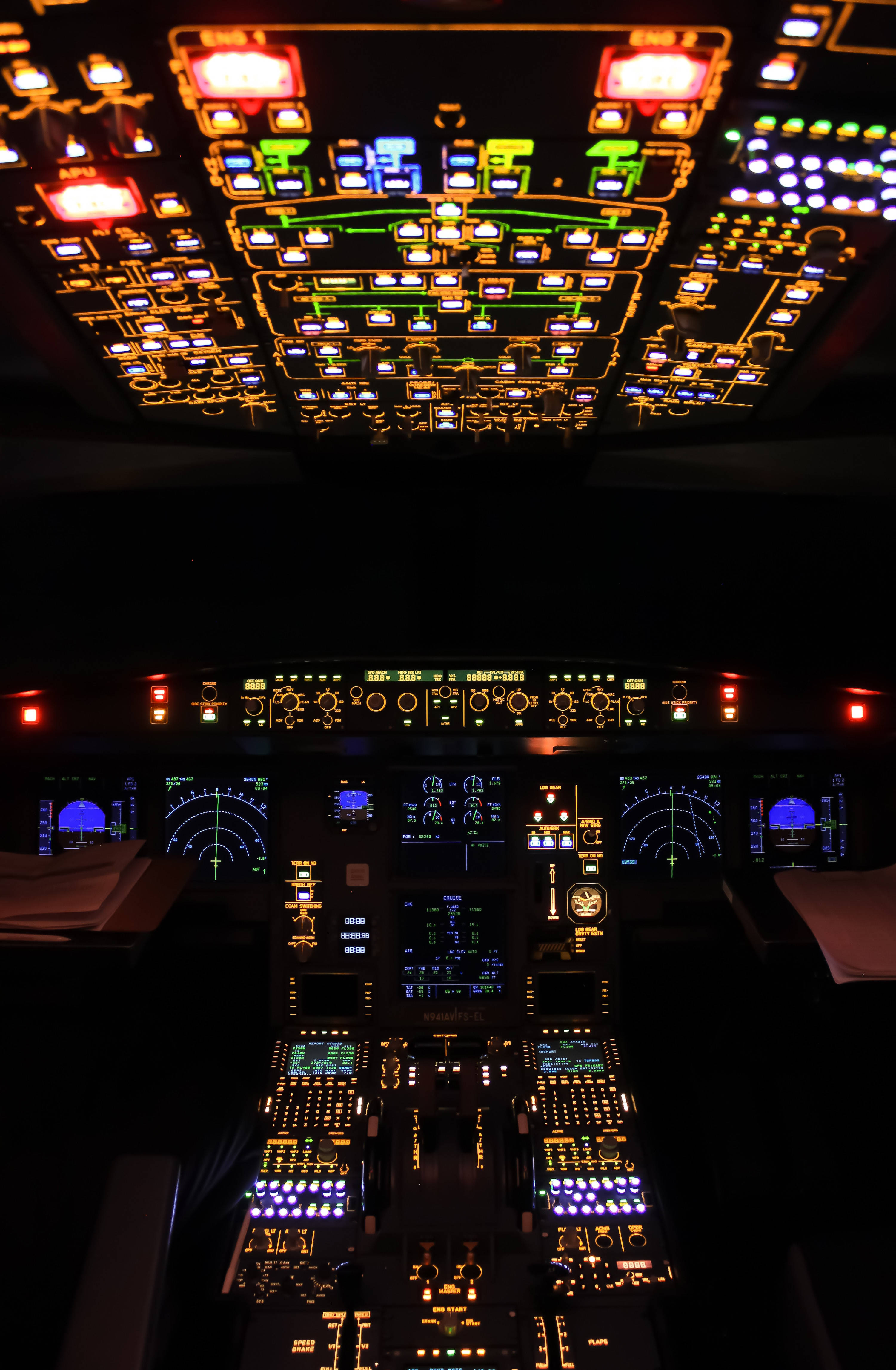 Image Modern Digital Airplane Cockpit Picha ya Ukuta