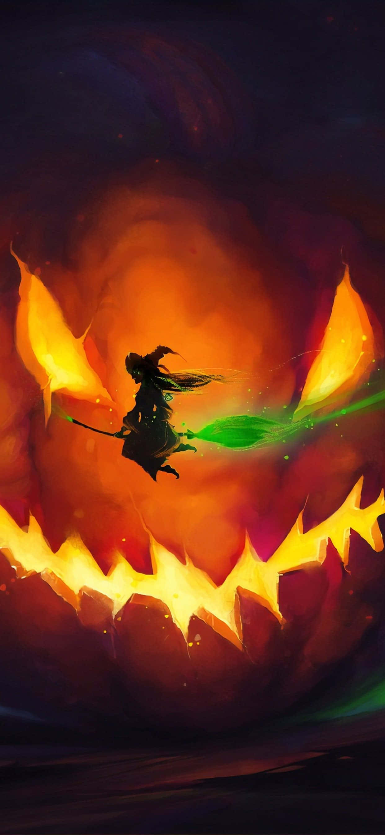 Image Spooky Halloween Witch Picha ya Ukuta