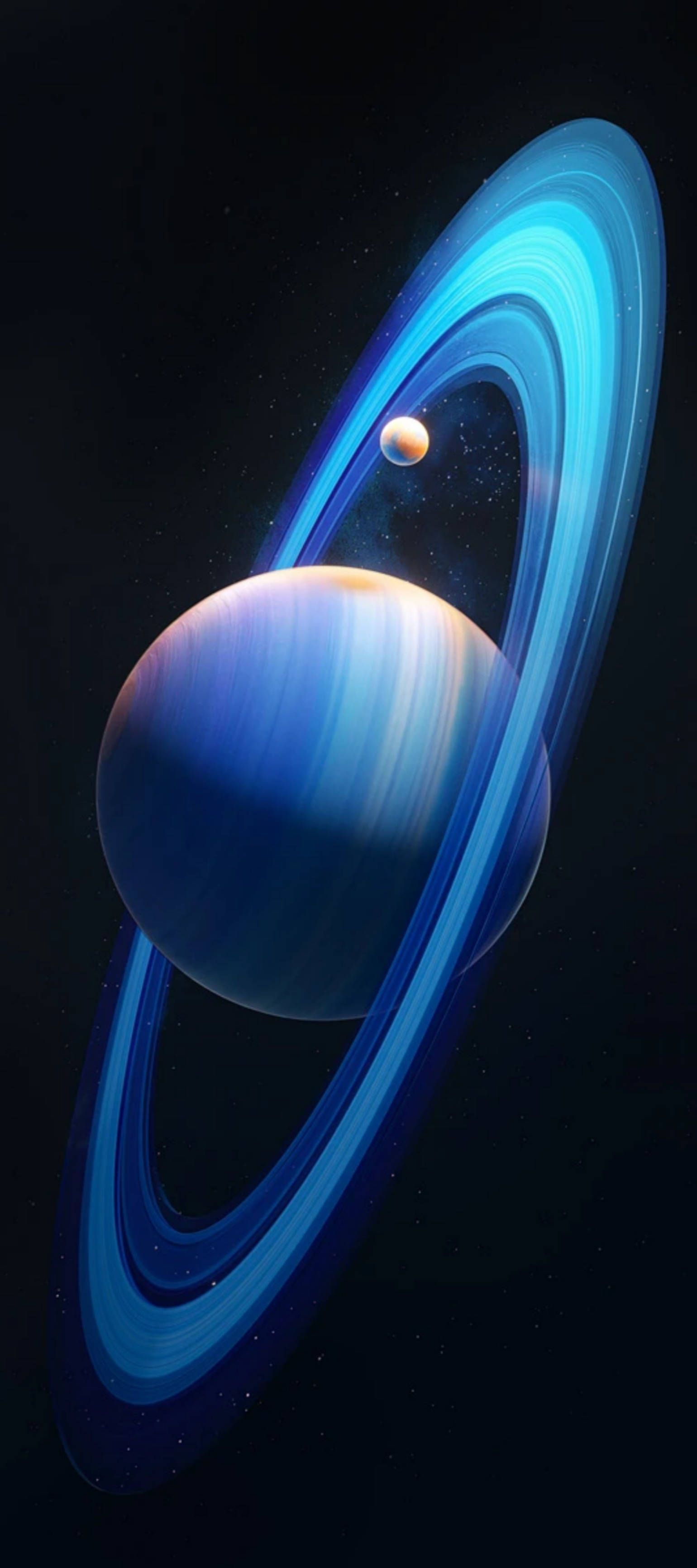 Infinix Zero katika Muundo wa Kipekee wa Bluu ya Ultra Dhidi ya Mandhari ya Sayari ya Saturn Picha ya Ukuta