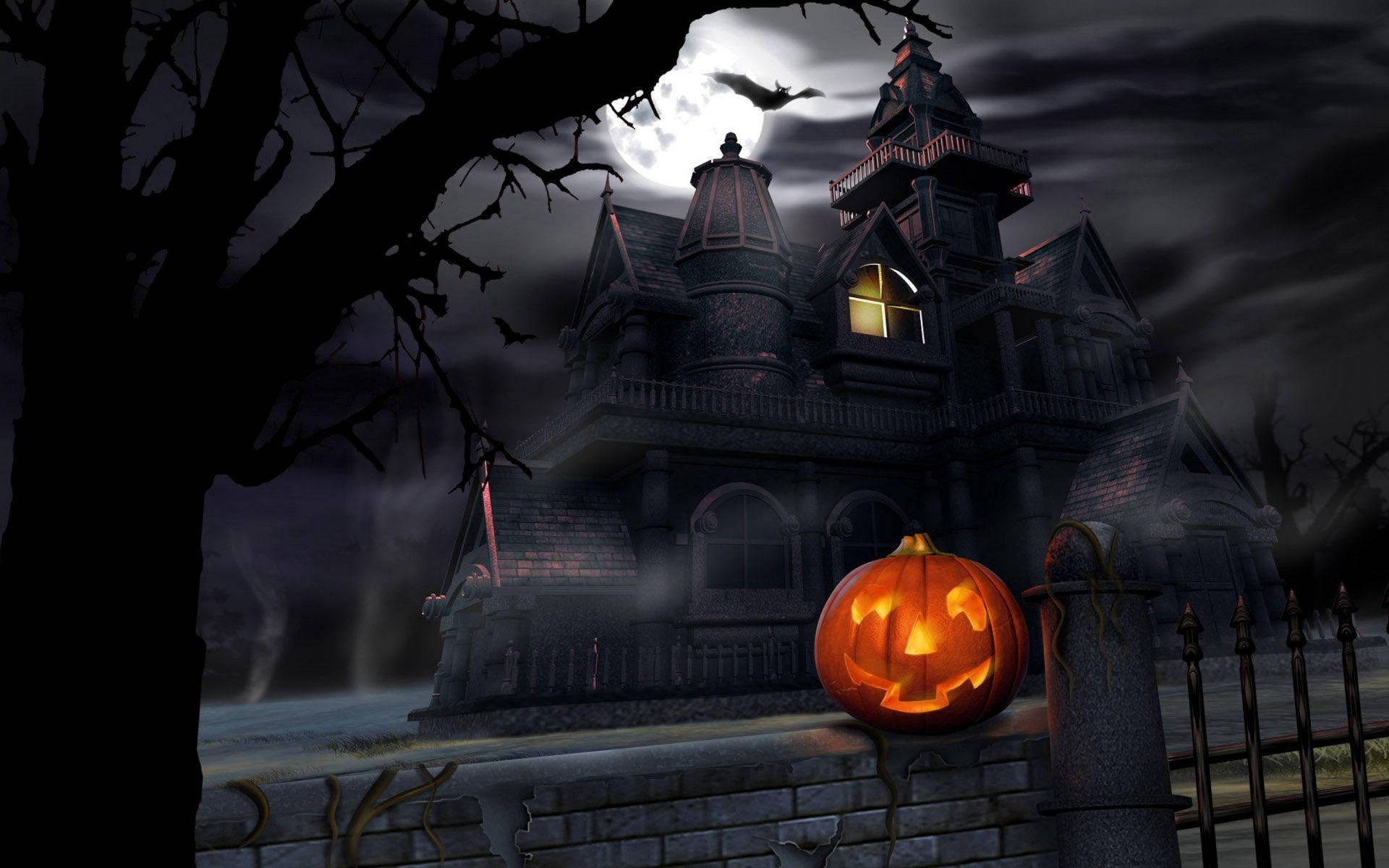 Ingiza nyumba iliyotengwa ya kutisha wakati wa Halloween hii Picha ya Ukuta