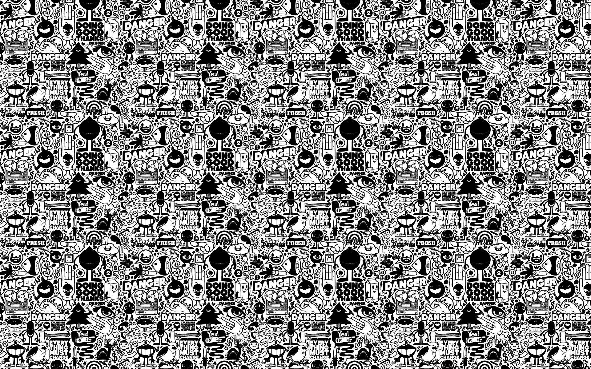 Intricate Black and White Art Picha ya Ukuta