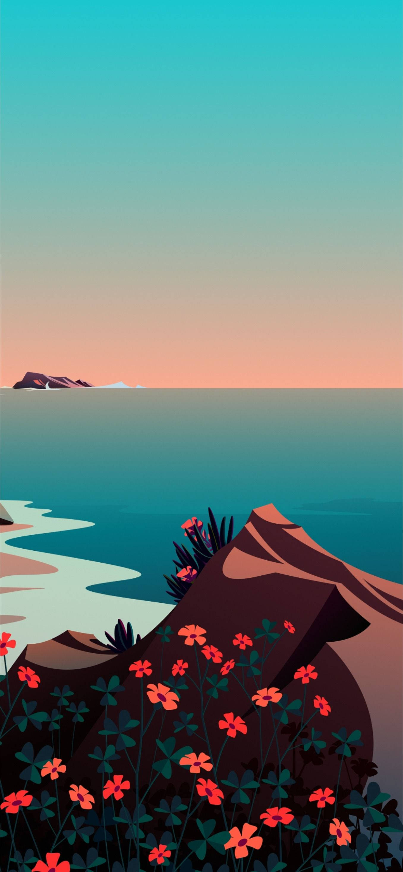 iPhone 12 Pro Max Digital Seashore Picha ya Ukuta