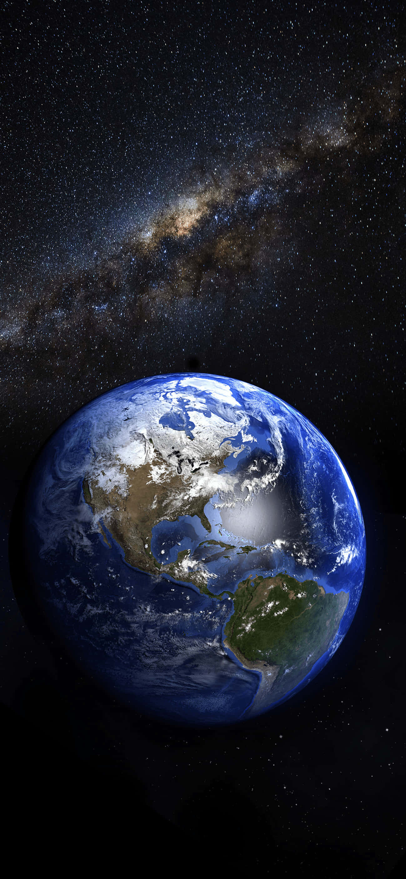 iPhone Earth With Stars In The Galaxy Picha ya Ukuta