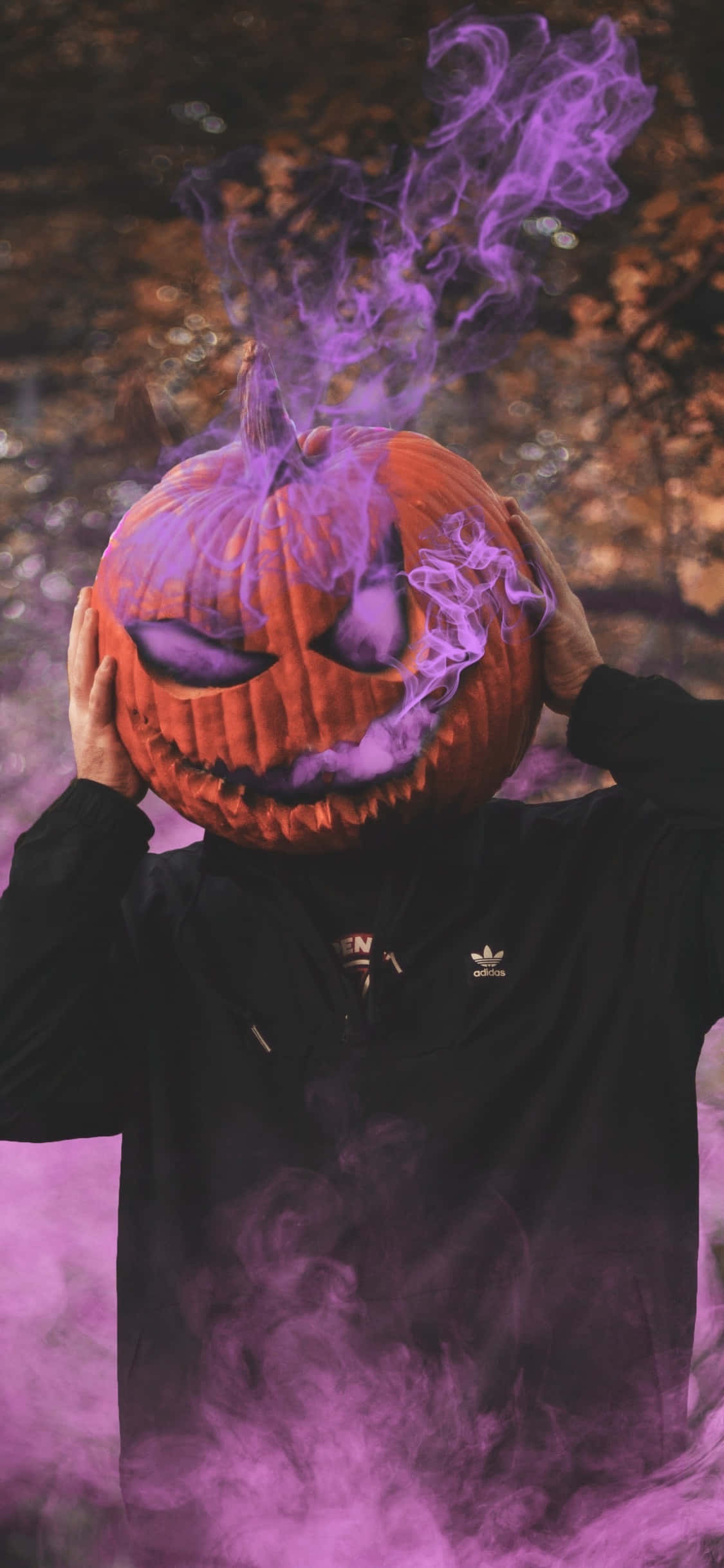 iPhone Halloween Background Pumpkin Na Smoke Ya Rangi ya Uvory Picha ya Ukuta