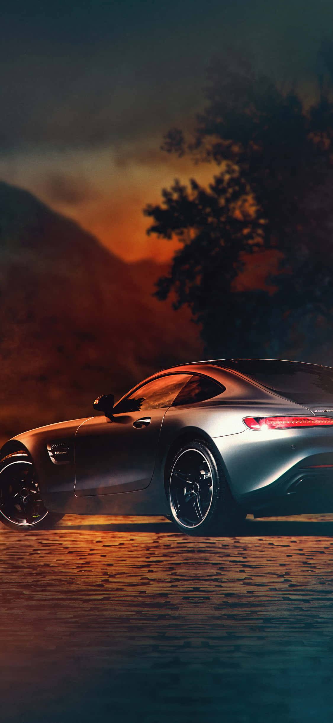 iPhone X Amg Gt-r Background & Silver AMG GT C Picha ya Ukuta