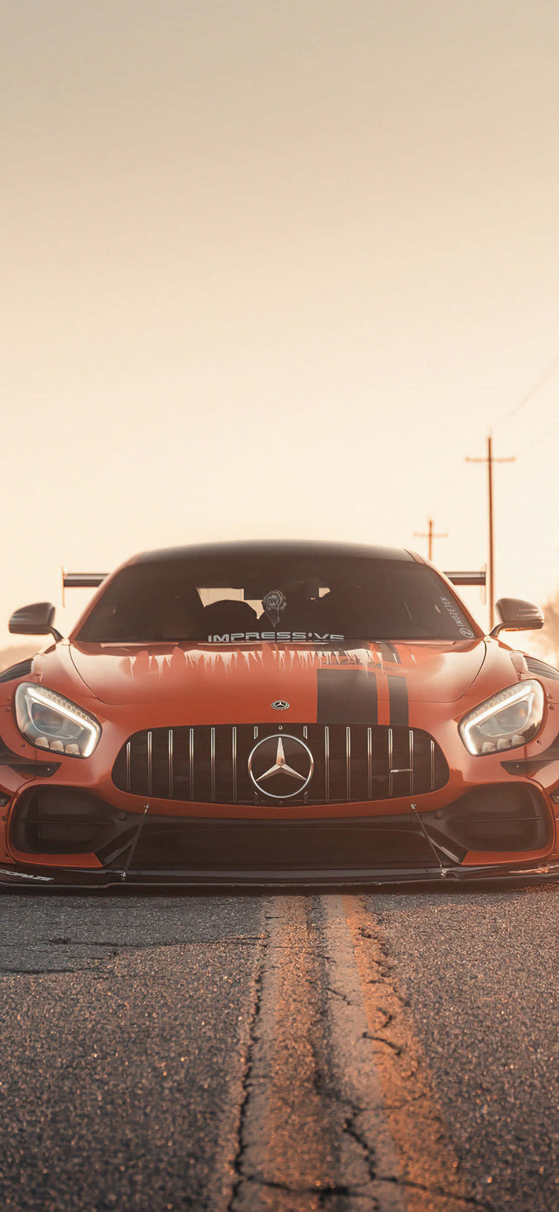 iPhone X Amg Gt-r Background Orange Front AMG GT Picha ya Ukuta