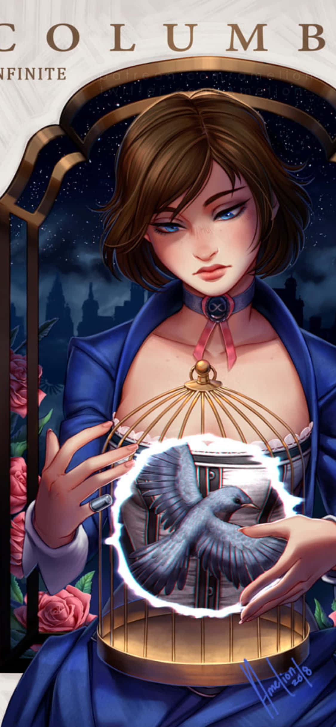 iPhone X Bioshock Infinite Background Fanart Drawing Elizabeth Na Mti Picha ya Ukuta