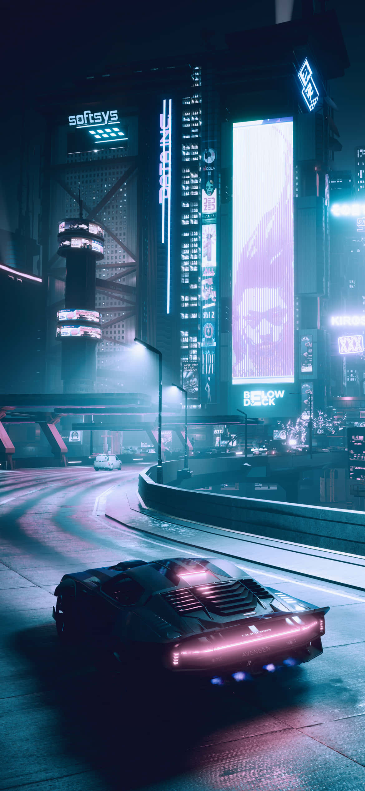 iPhone X Cyberpunk 2077 Background Car Driving Around Picha ya Ukuta